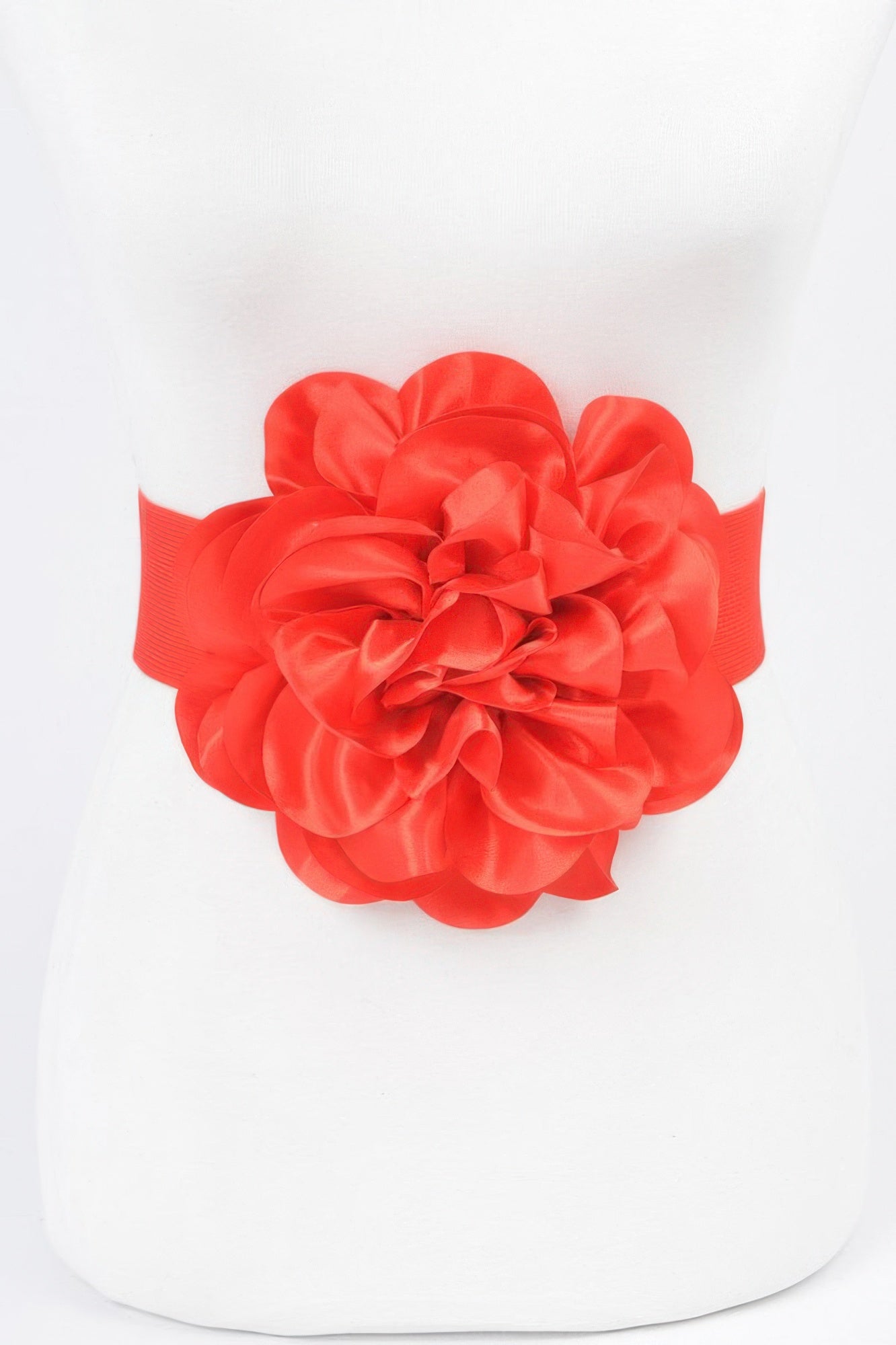 Satin Big Flower Elastic Belt - DressAffection