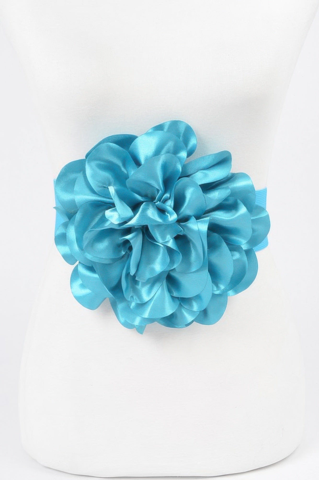 Satin Big Flower Elastic Belt - DressAffection