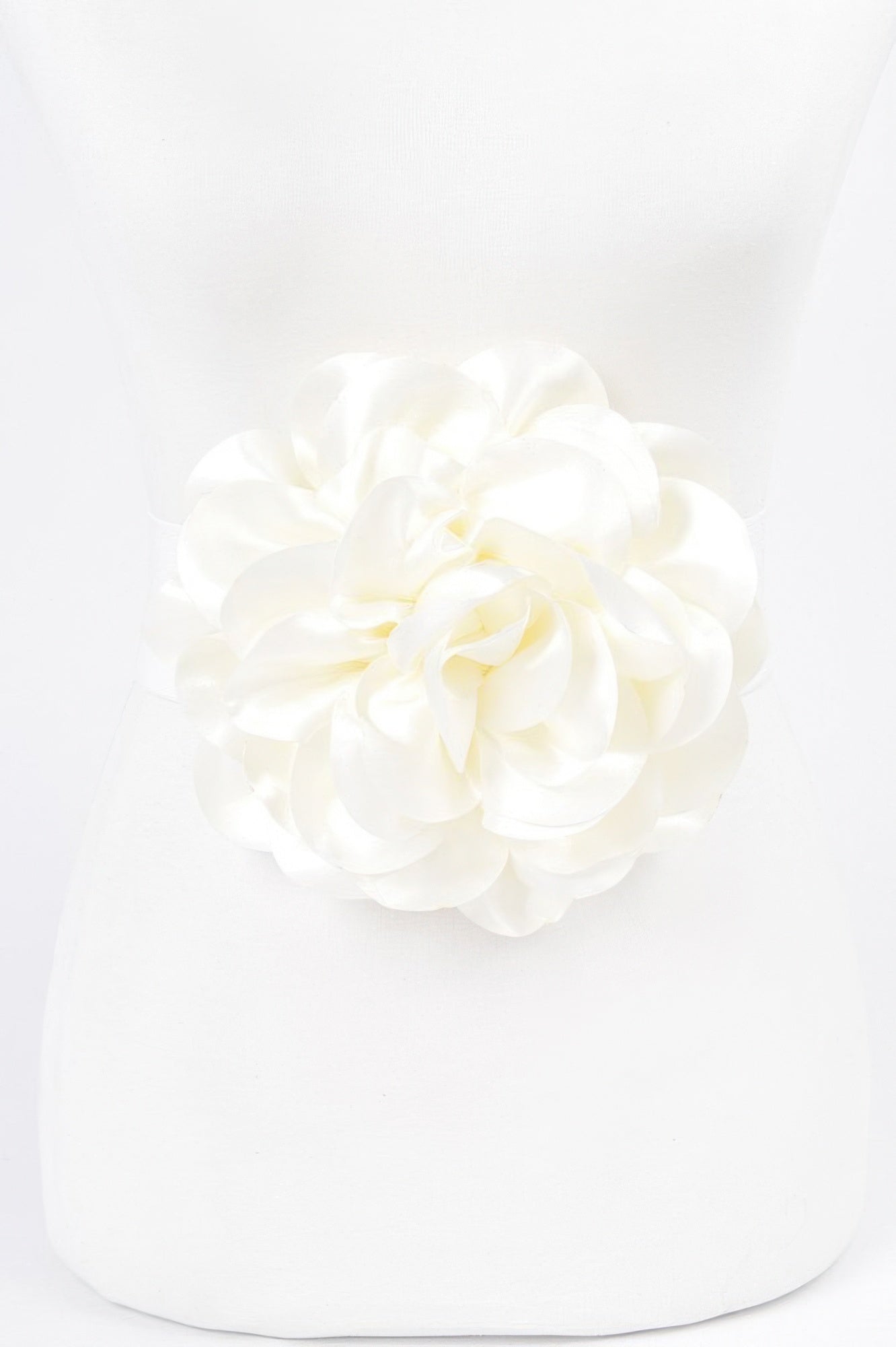 Satin Big Flower Elastic Belt - DressAffection