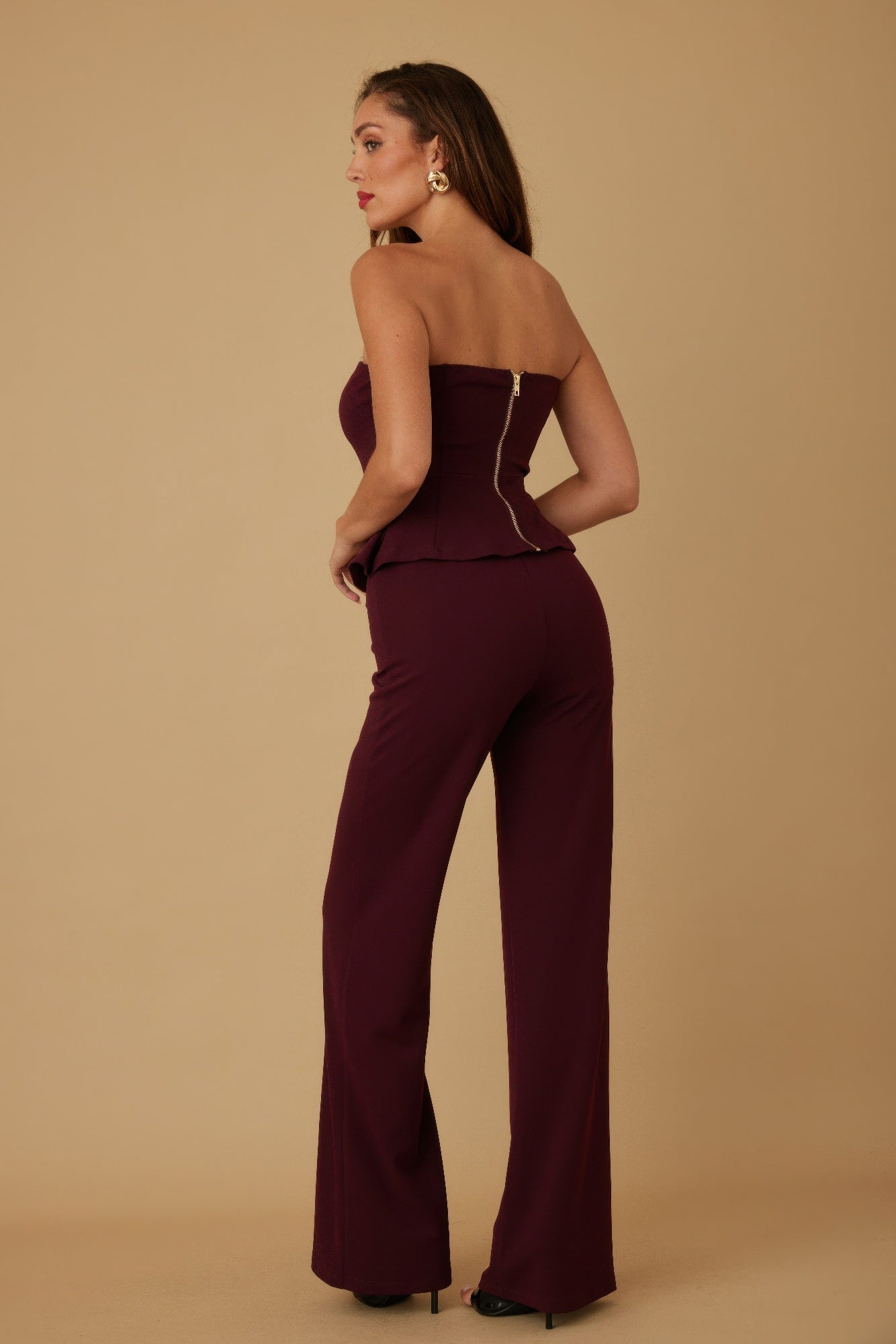 Scrunched Golden Stone Strapless Sets - DressAffection