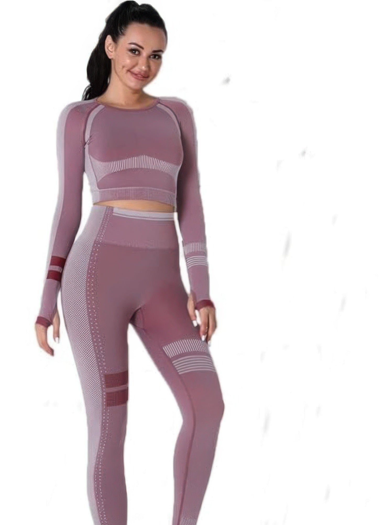 Seamless Long Sleeve Solid Yoga Set - DressAffection