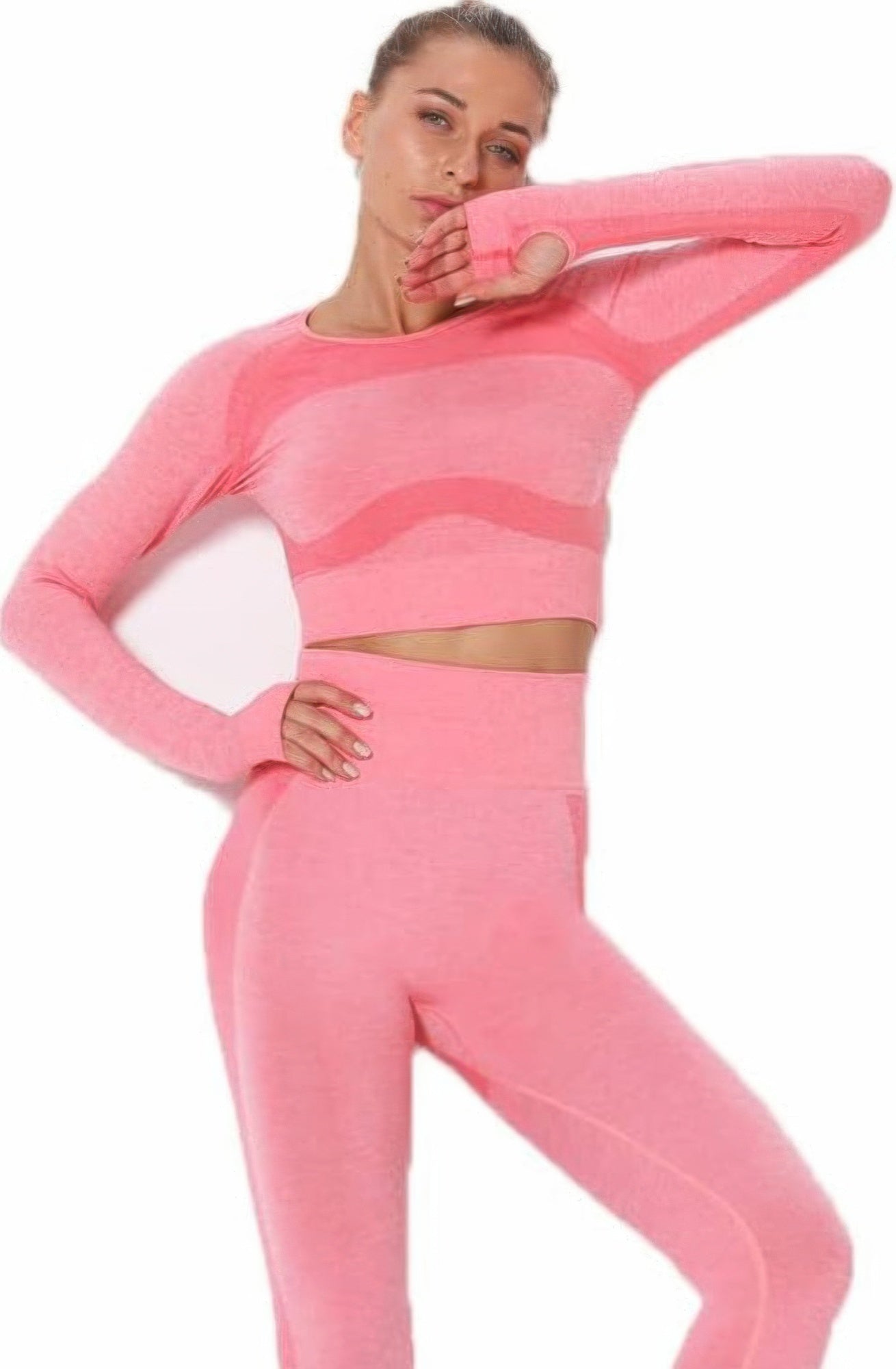 Seamless Long Sleeve Yoga Set - DressAffection