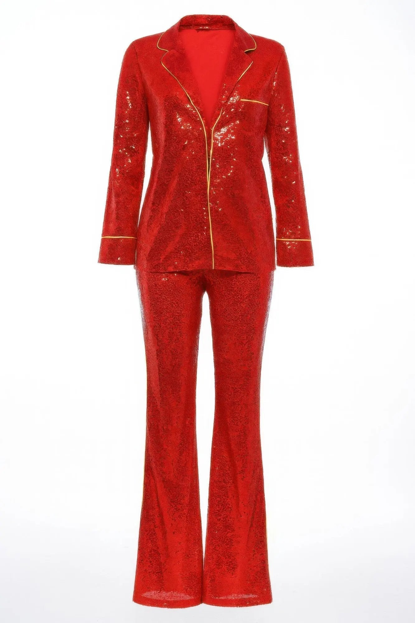 Sequin Collared Two Piece Set - DressAffection