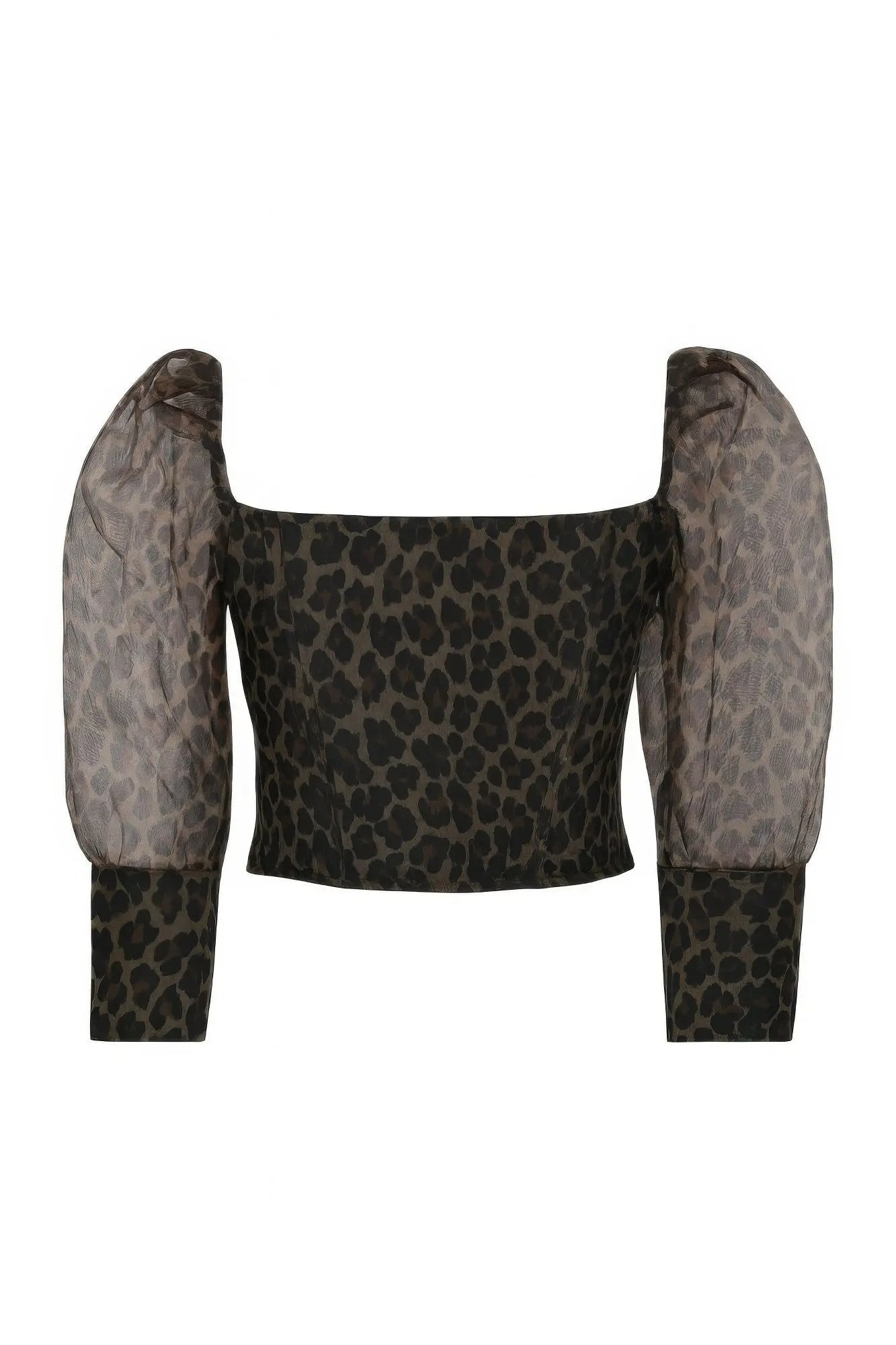 Sheer Leopard Print Crop Top - DressAffection