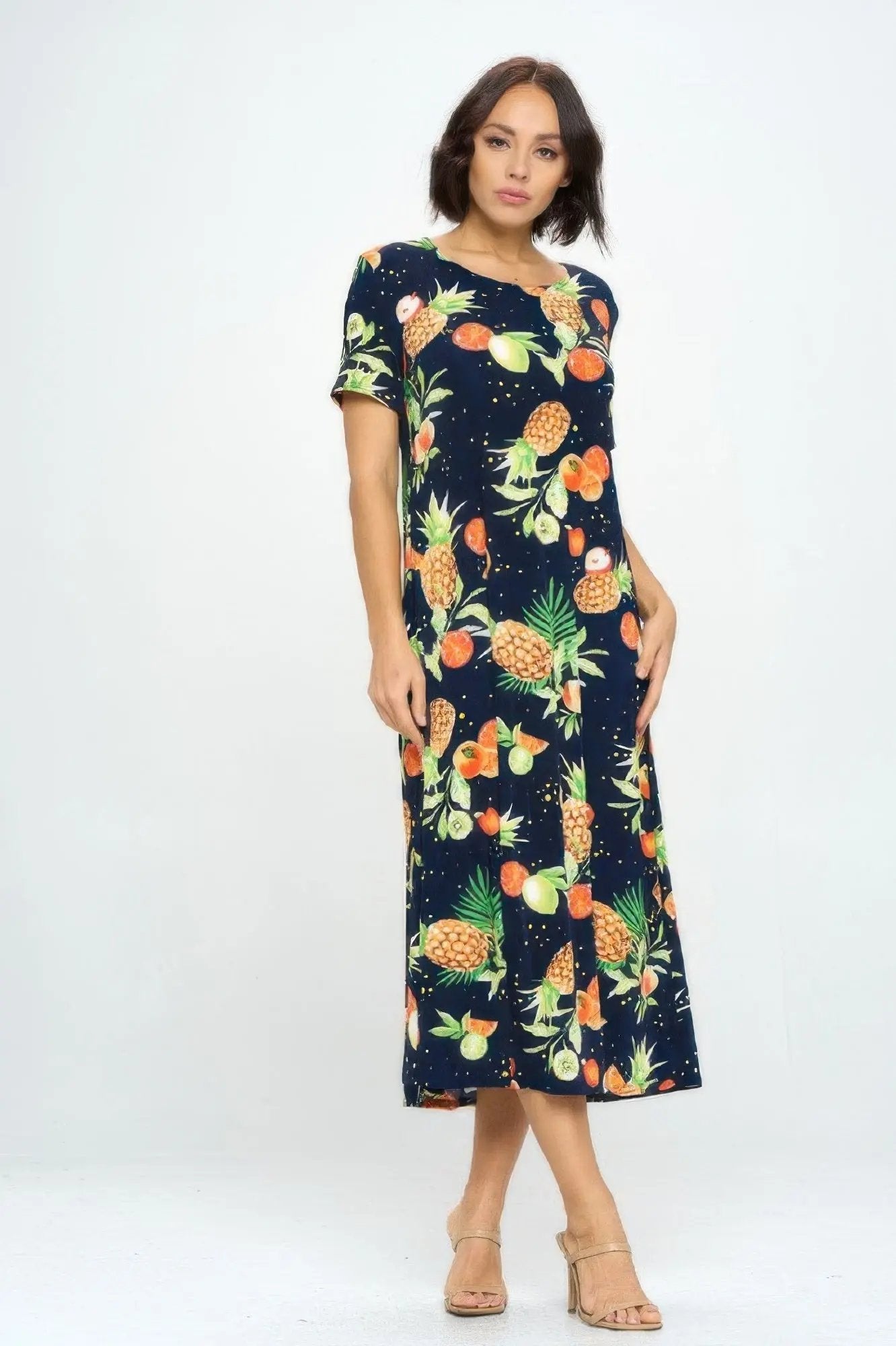 Short Sleeve And Soft Round-neckline Long Dress - DressAffection