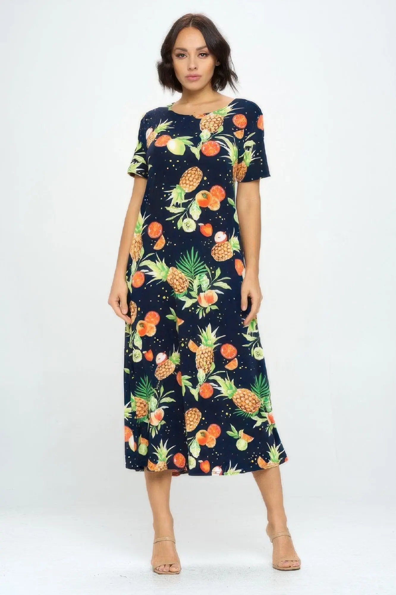 Short Sleeve And Soft Round-neckline Long Dress - DressAffection