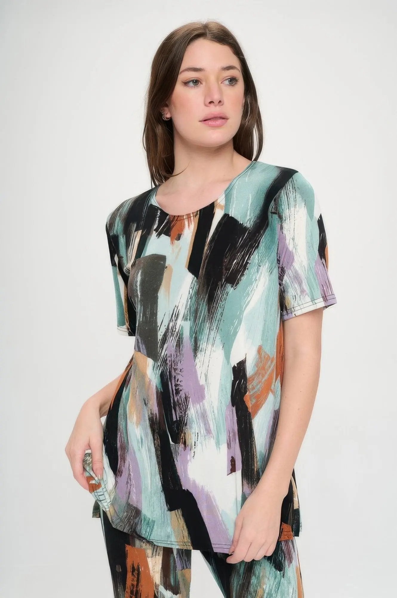 Short Sleeve Top Capri Pants Set - DressAffection