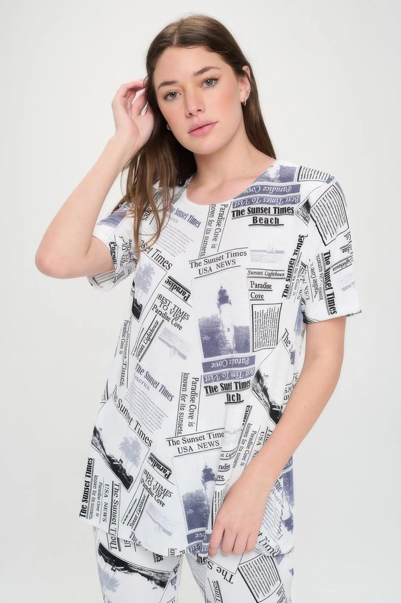 Short Sleeve Top Capri Pants Set - DressAffection