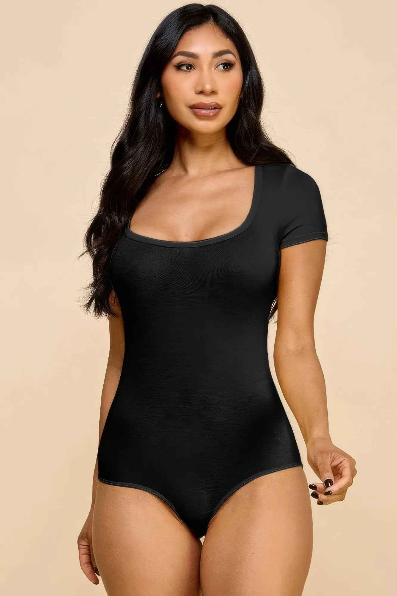 Short Sleeve V-neck Basic Bodysuit