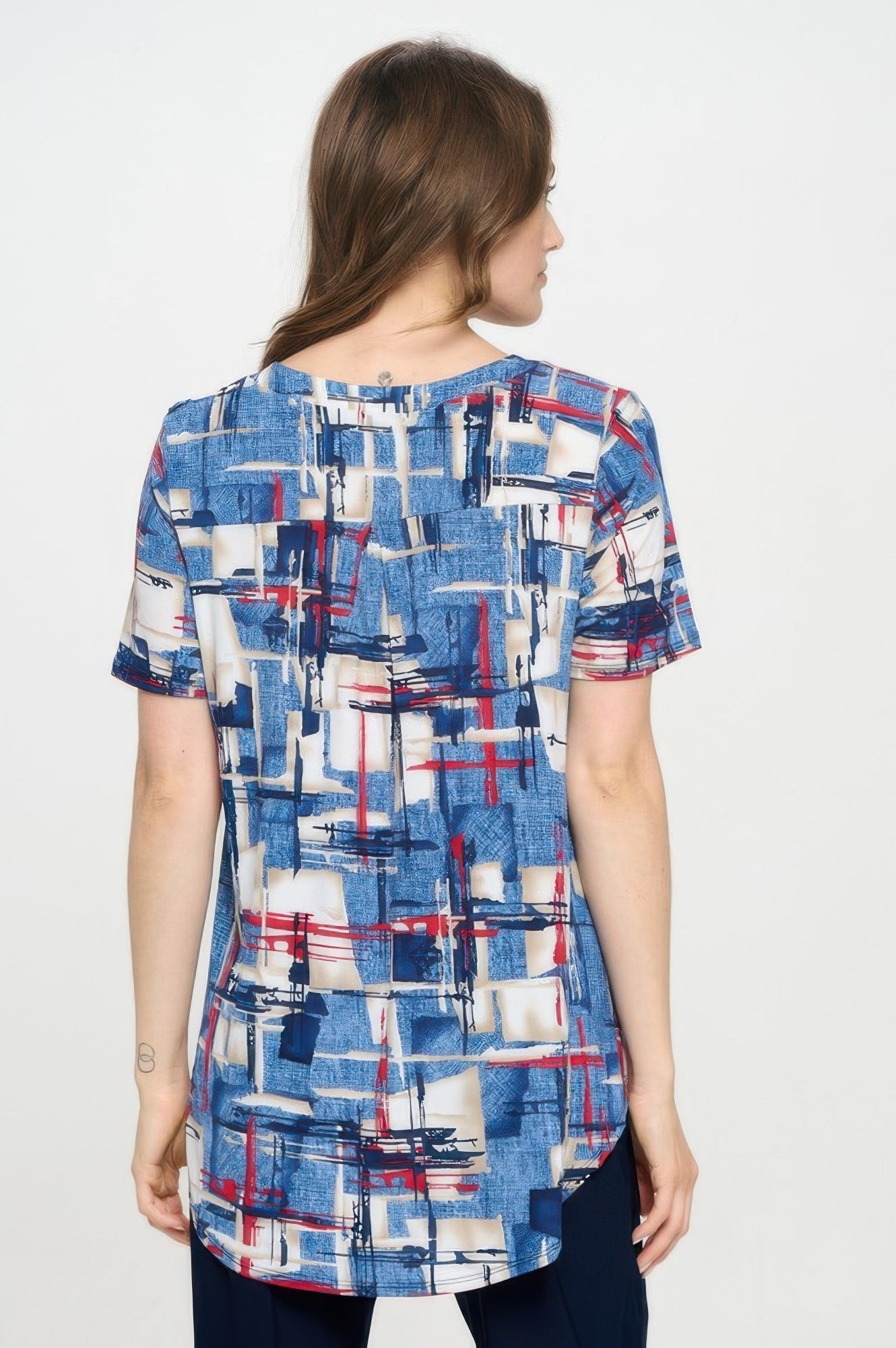 Short Sleeve V-neck Notch Top - DressAffection