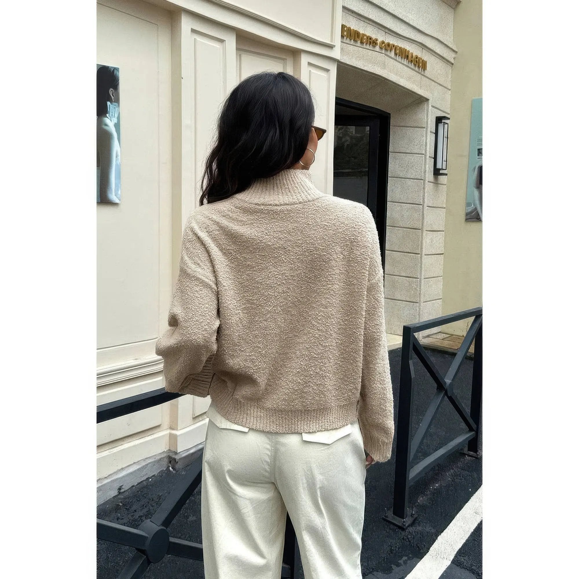 Soft Knit Roll Neck Long Sleeves Sweater - DressAffection