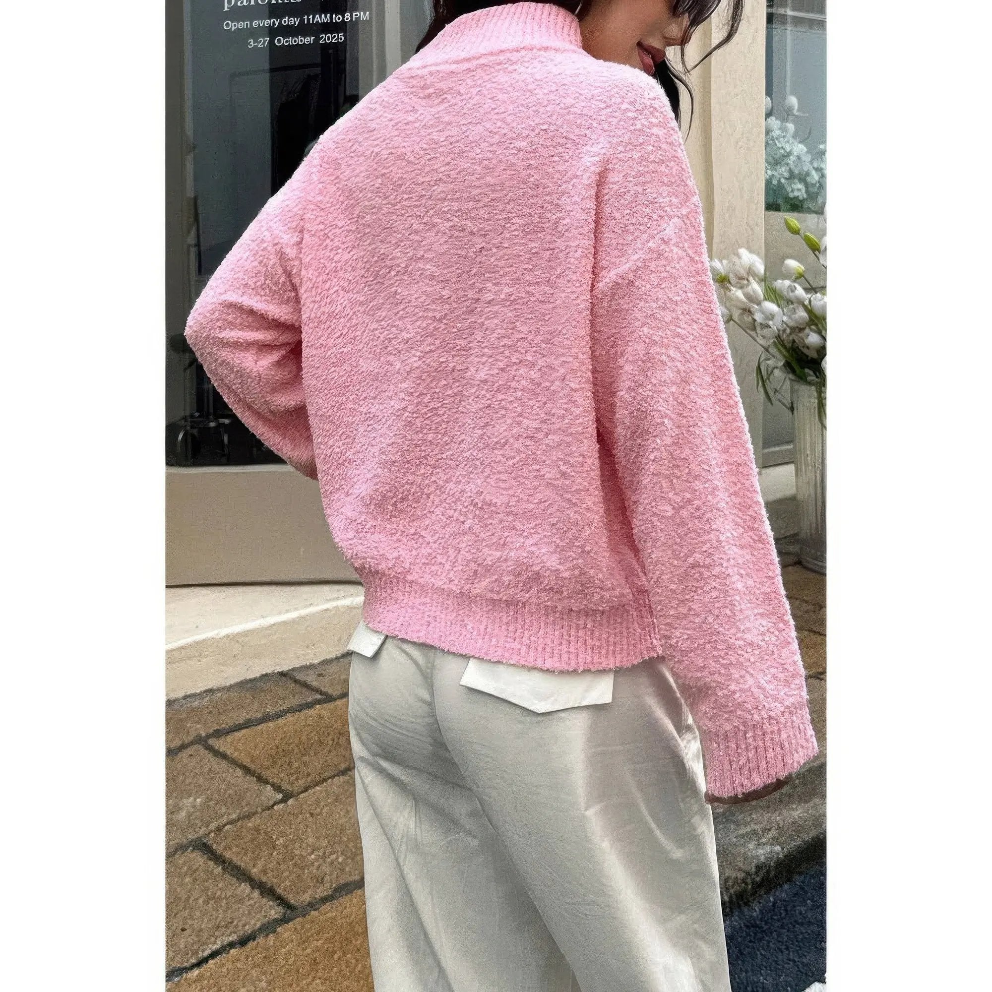 Soft Knit Roll Neck Long Sleeves Sweater - DressAffection