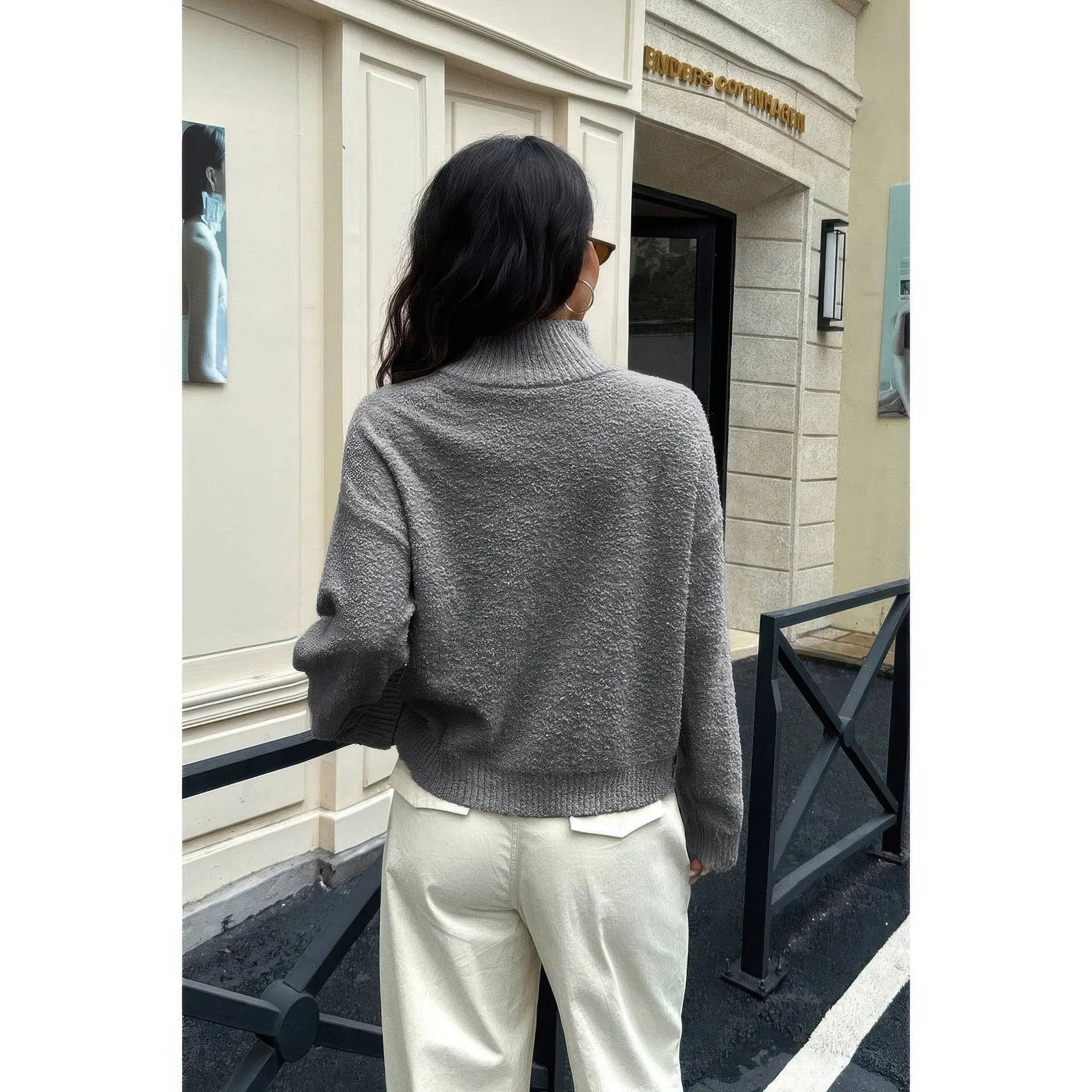 Soft Knit Roll Neck Long Sleeves Sweater - DressAffection