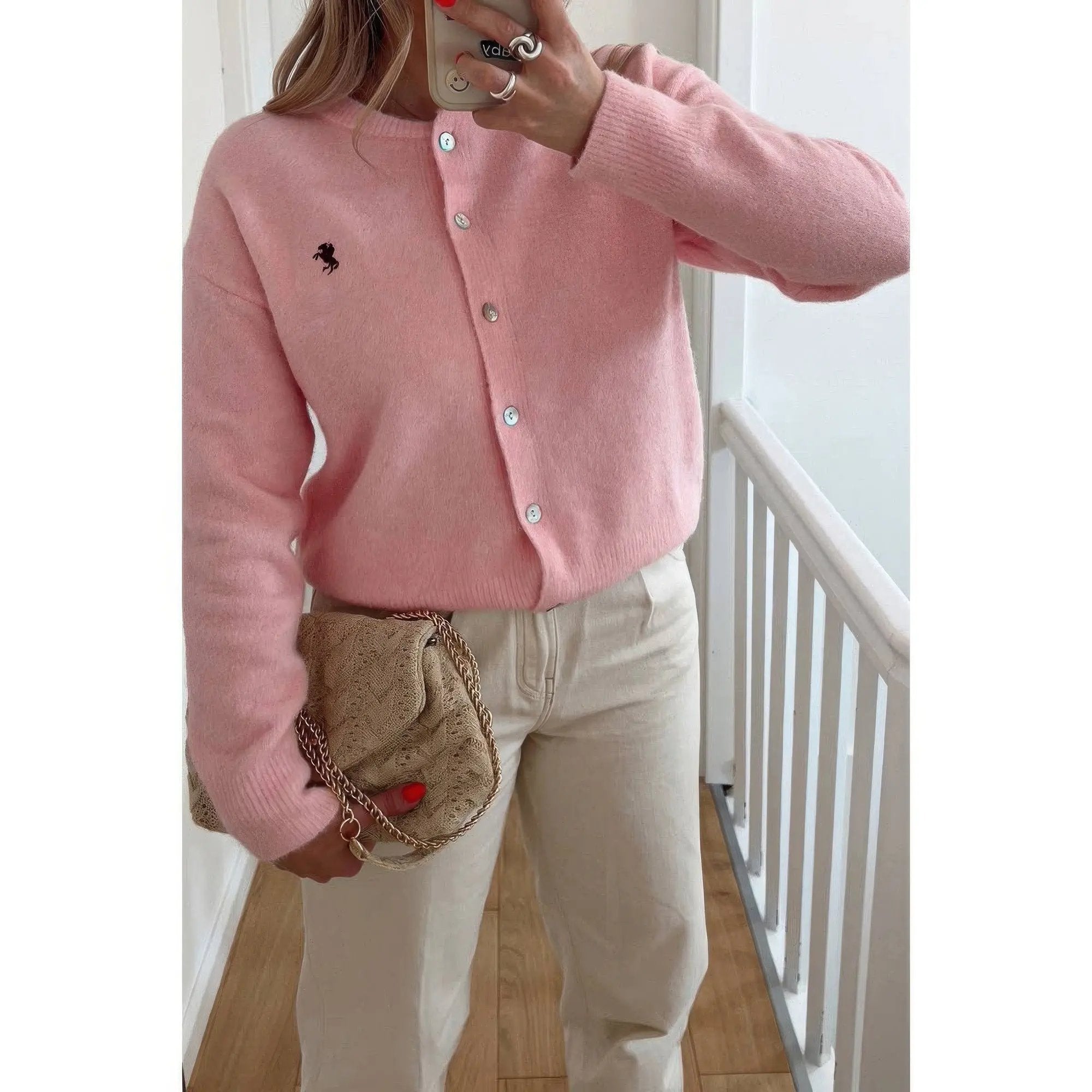 Solid Button Up Knit Long Sleeves Sweater - DressAffection