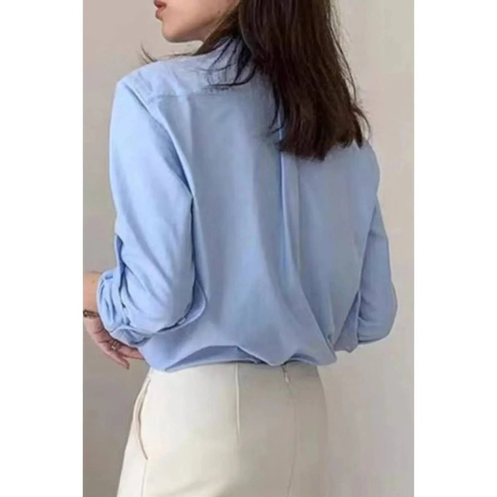Solid Drop Shoulder Button Up Loose Shirt - DressAffection