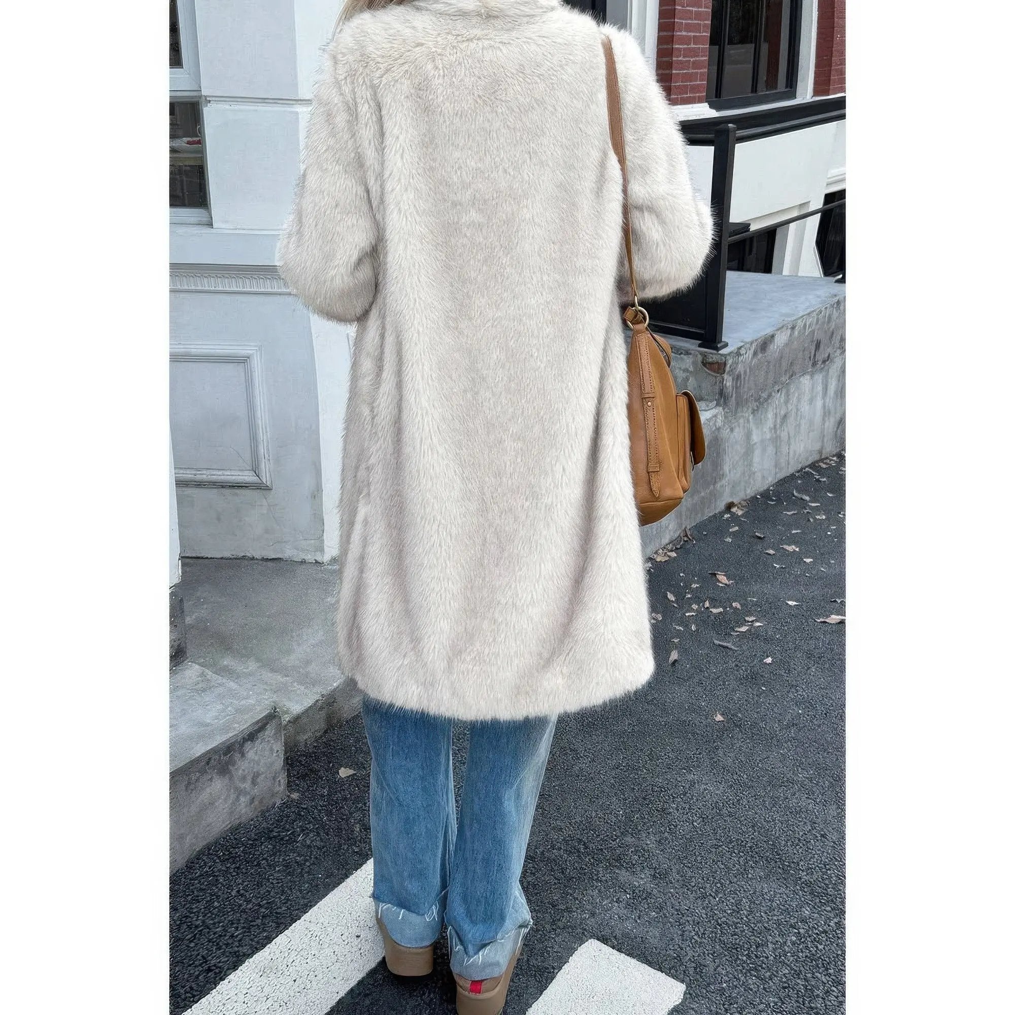 Solid Fluffy Faux Fur Shaggy Long Body Outwear - DressAffection