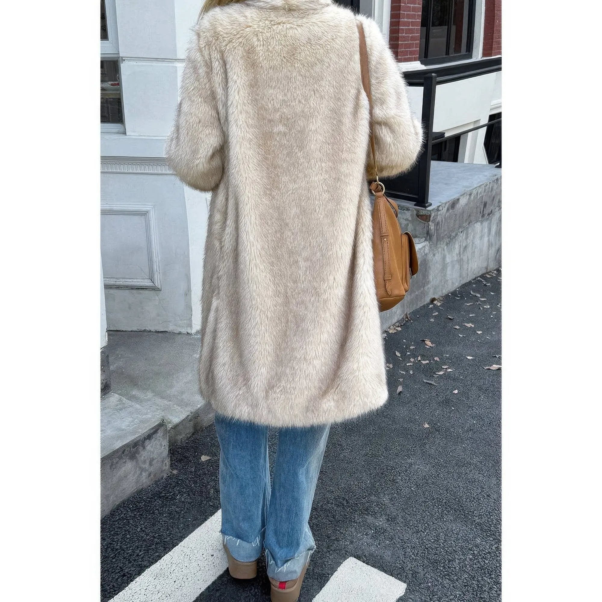 Solid Fluffy Faux Fur Shaggy Long Body Outwear - DressAffection
