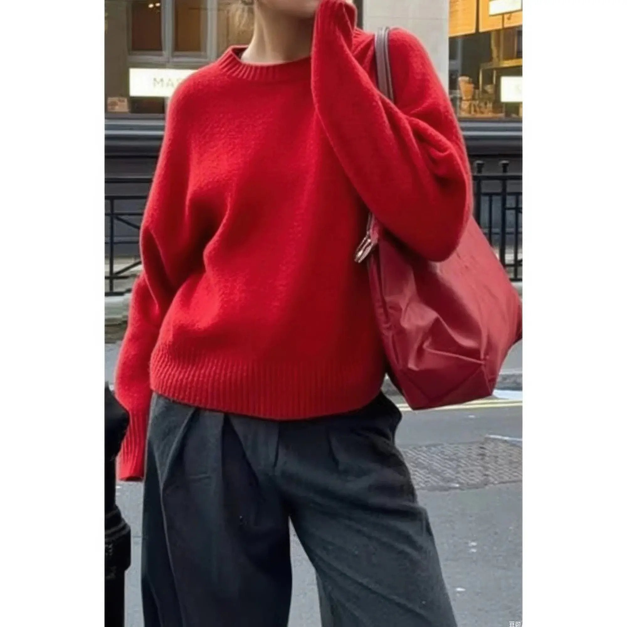 Solid Knit O Neck Long Sleeves Pullover Sweater - DressAffection