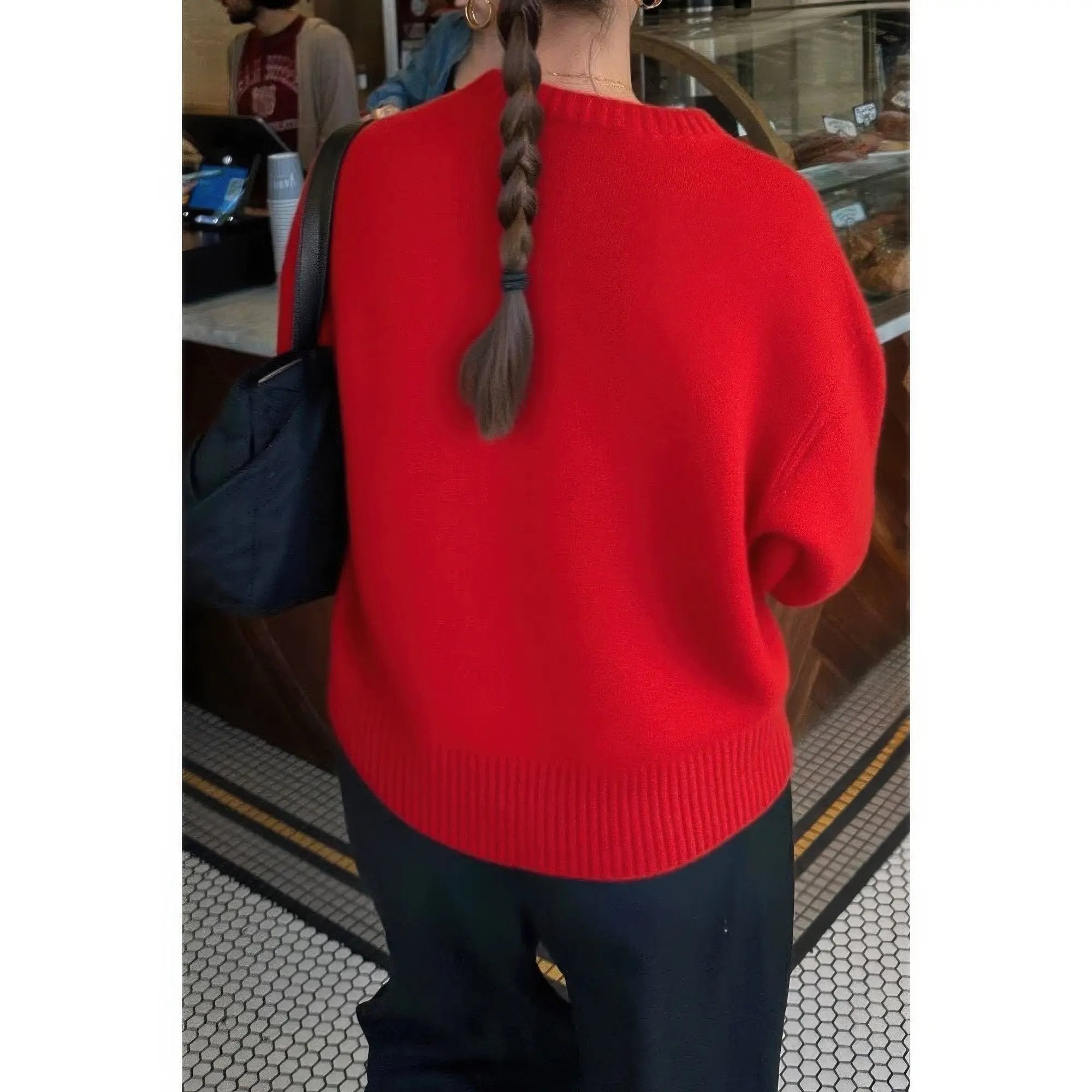 Solid Knit O Neck Long Sleeves Pullover Sweater - DressAffection