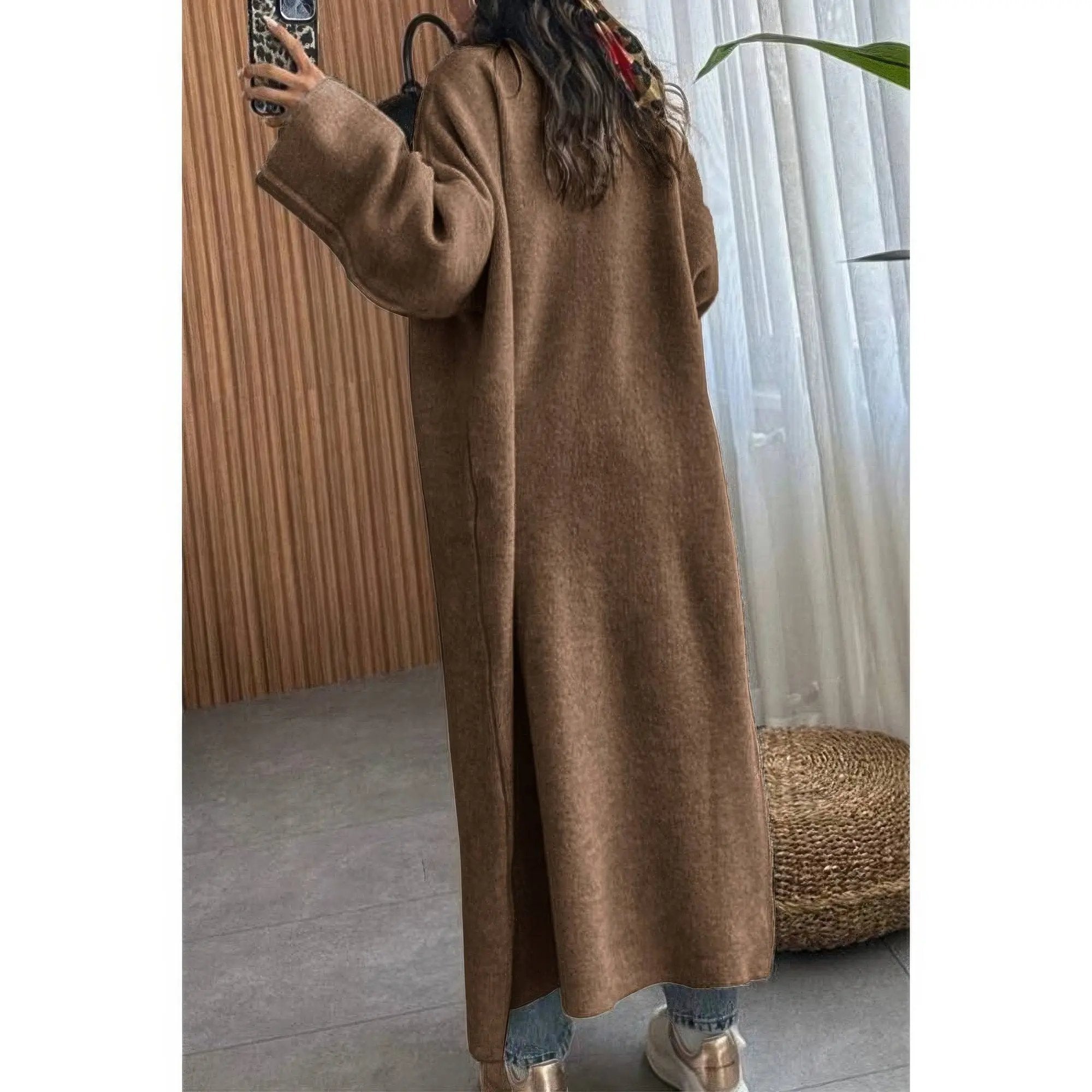Solid Open Front Knit Long Body Cardigan - DressAffection