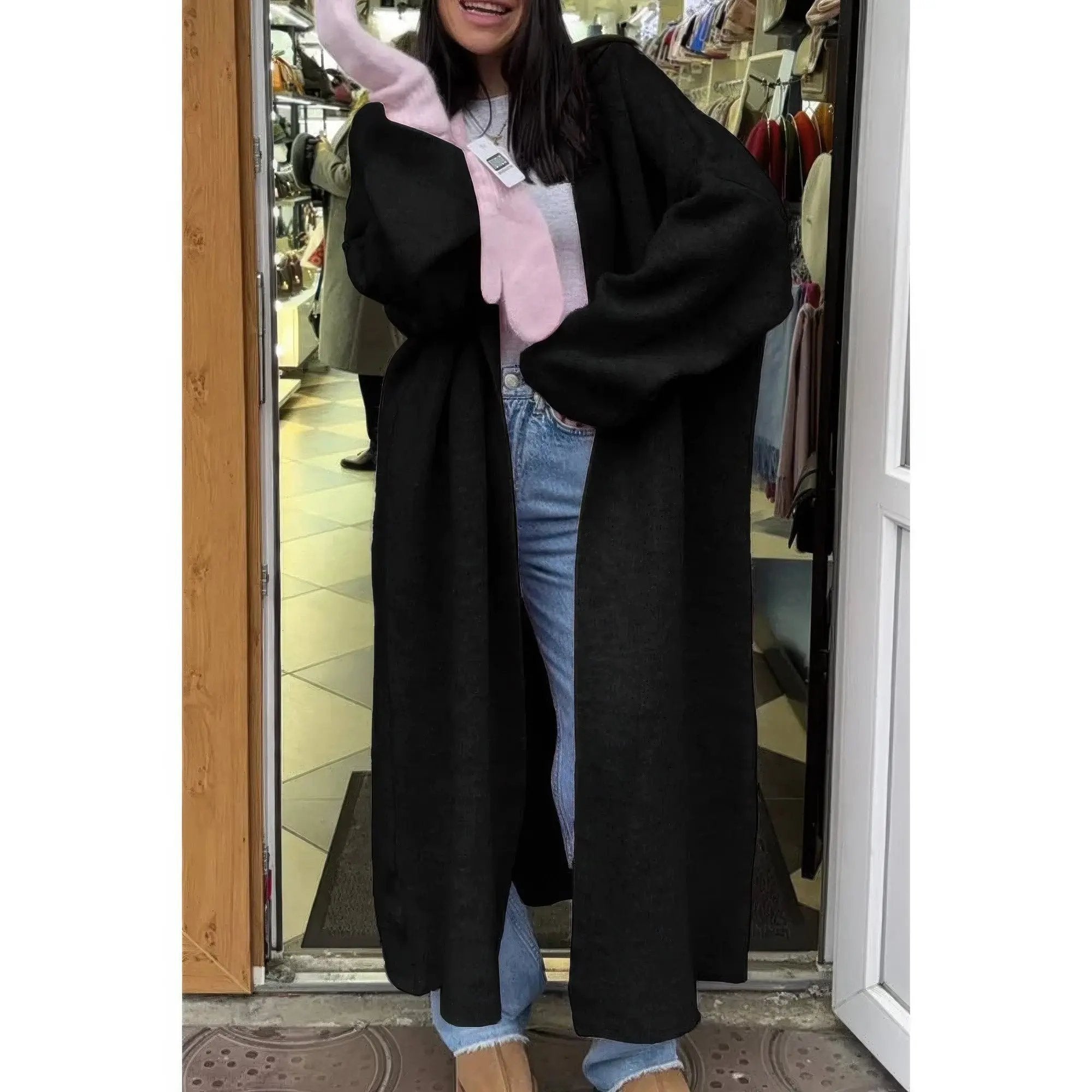 Solid Open Front Knit Long Body Cardigan - DressAffection