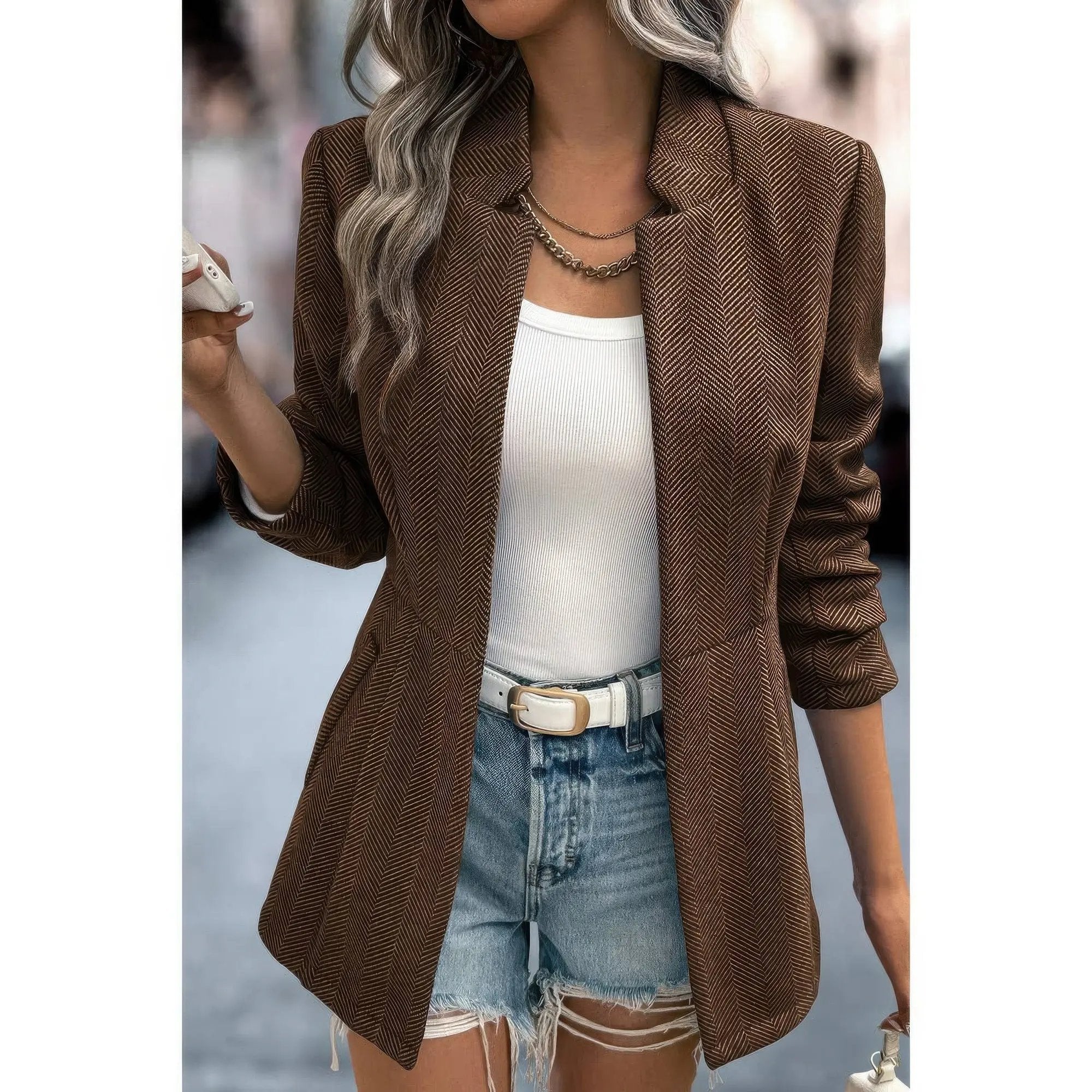 Solid Pocket Long Sleeve Elegant Wool Coat - DressAffection