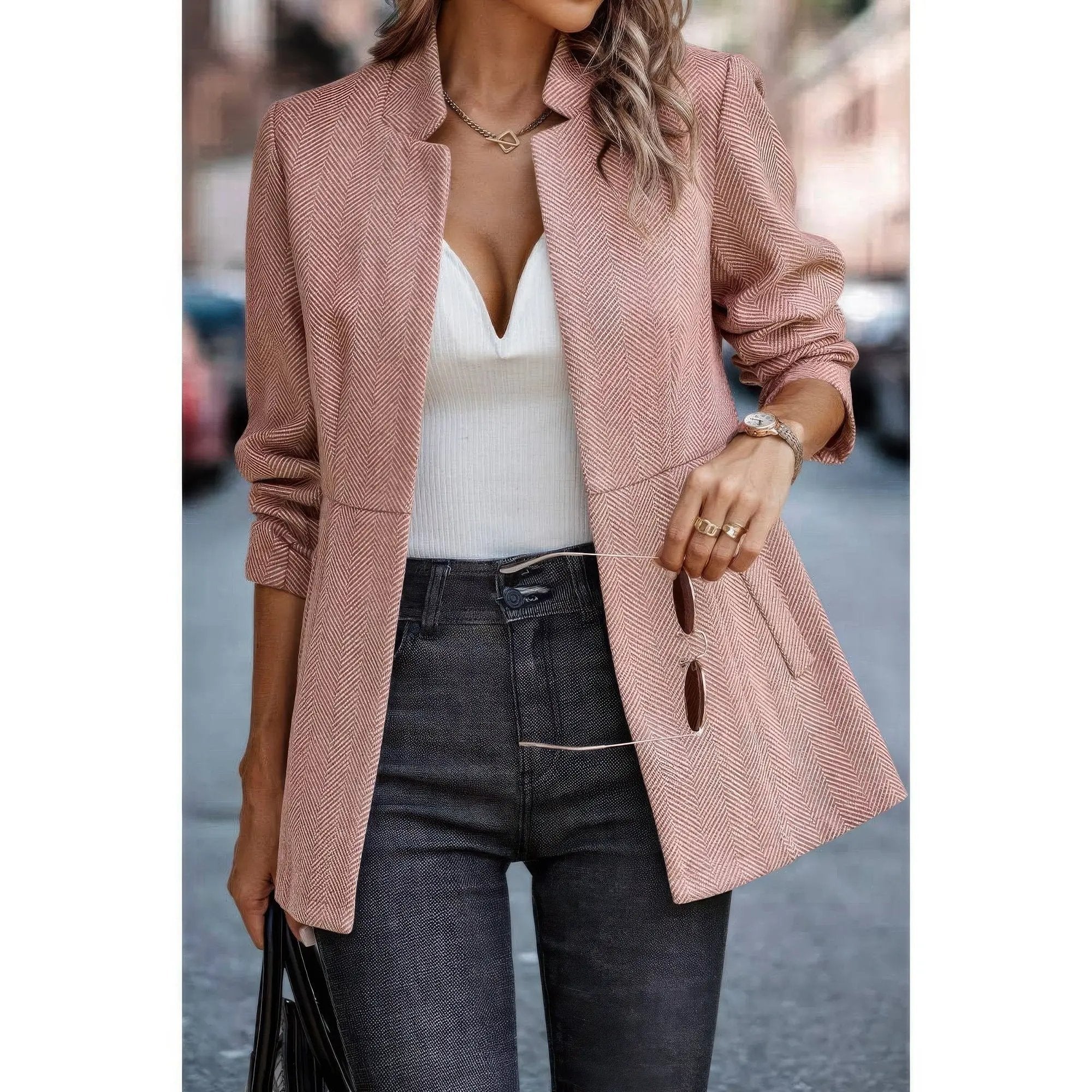 Solid Pocket Long Sleeve Elegant Wool Coat - DressAffection
