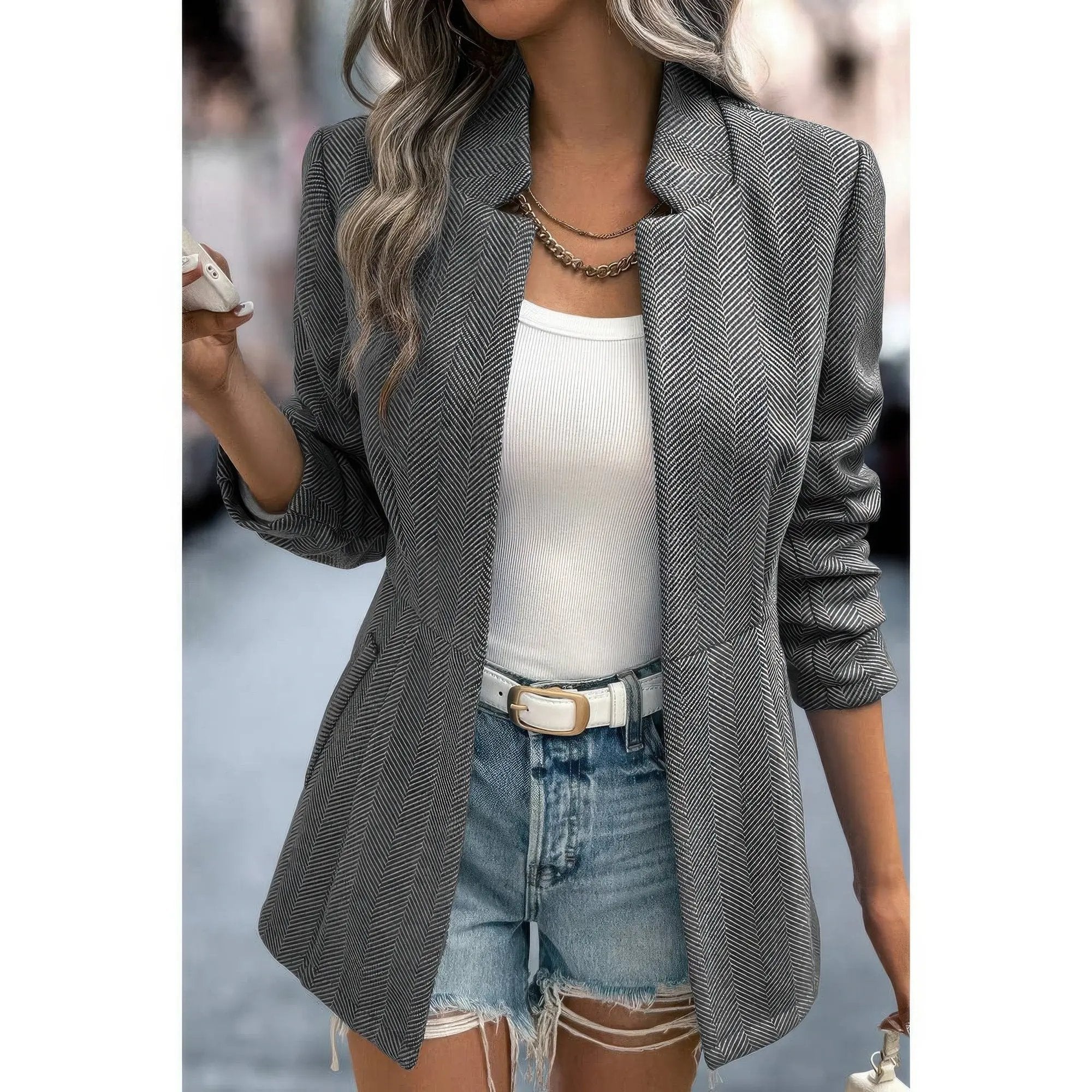 Solid Pocket Long Sleeve Elegant Wool Coat - DressAffection