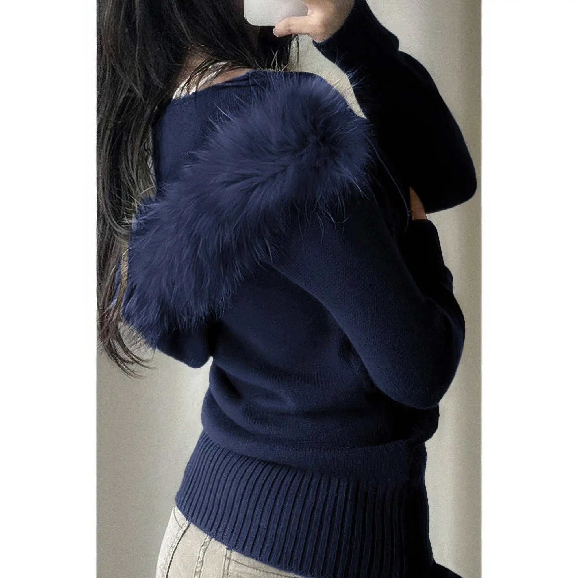 Solid Zipper Twist And Fur Stitching Jacket - DressAffection