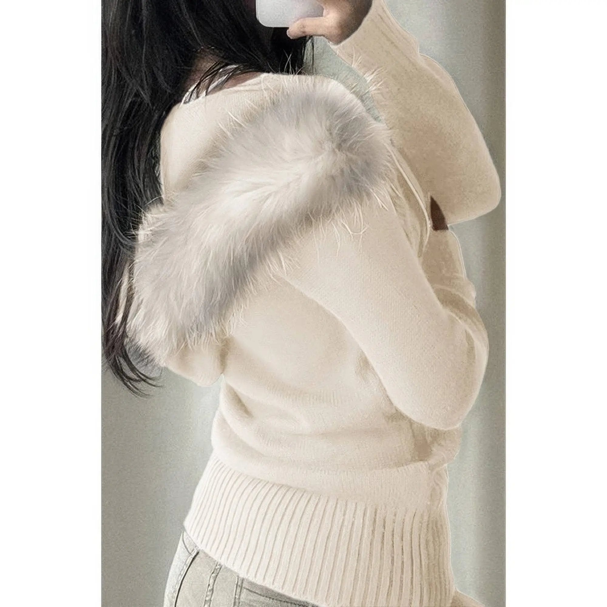 Solid Zipper Twist And Fur Stitching Jacket - DressAffection