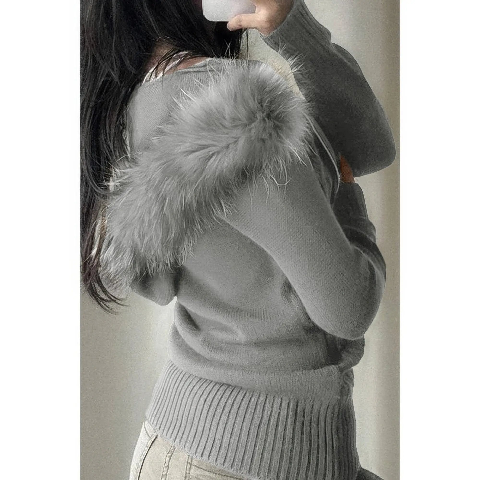 Solid Zipper Twist And Fur Stitching Jacket - DressAffection