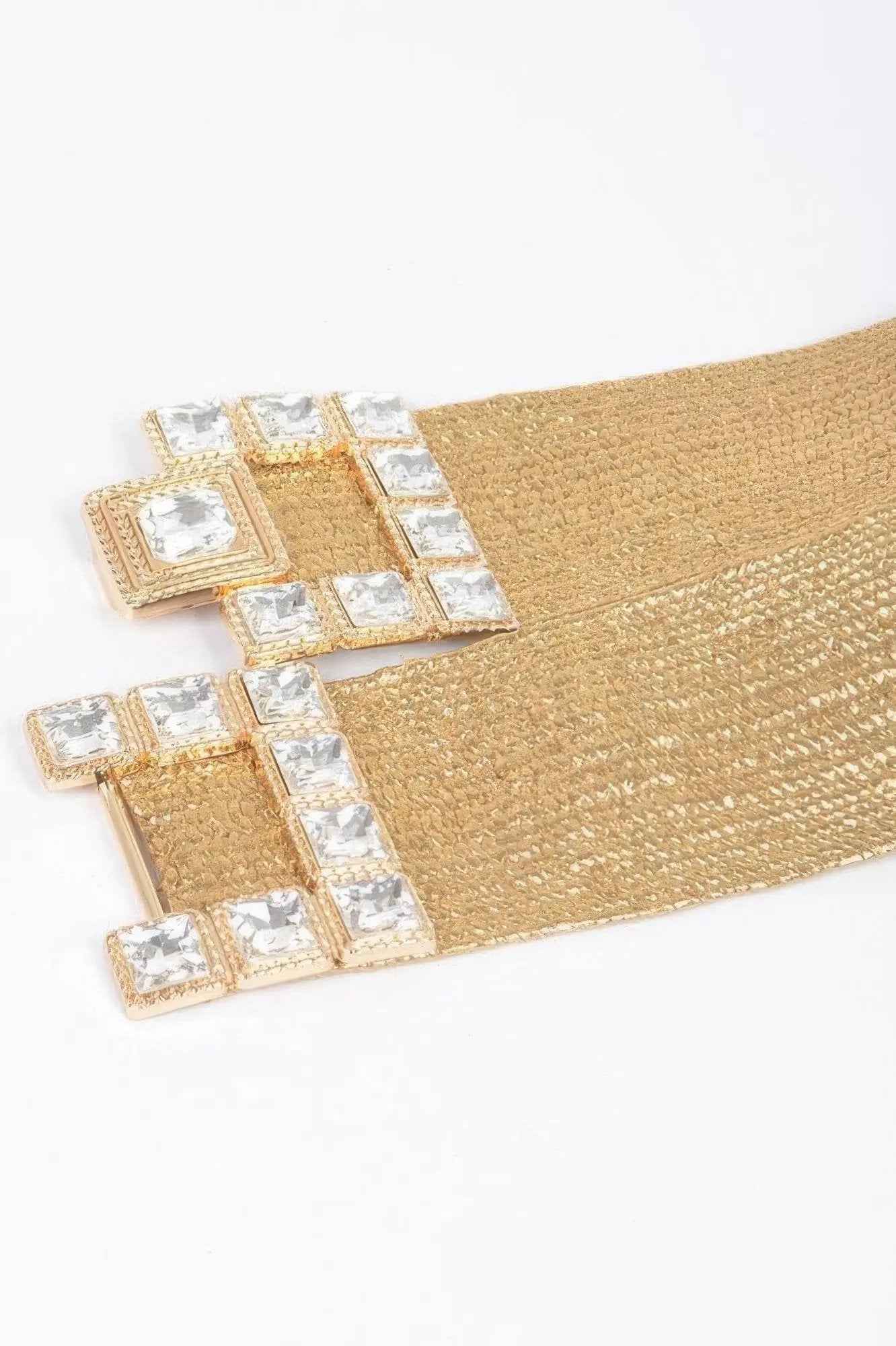 Stone Buckle Elastic Faux Straw Belt