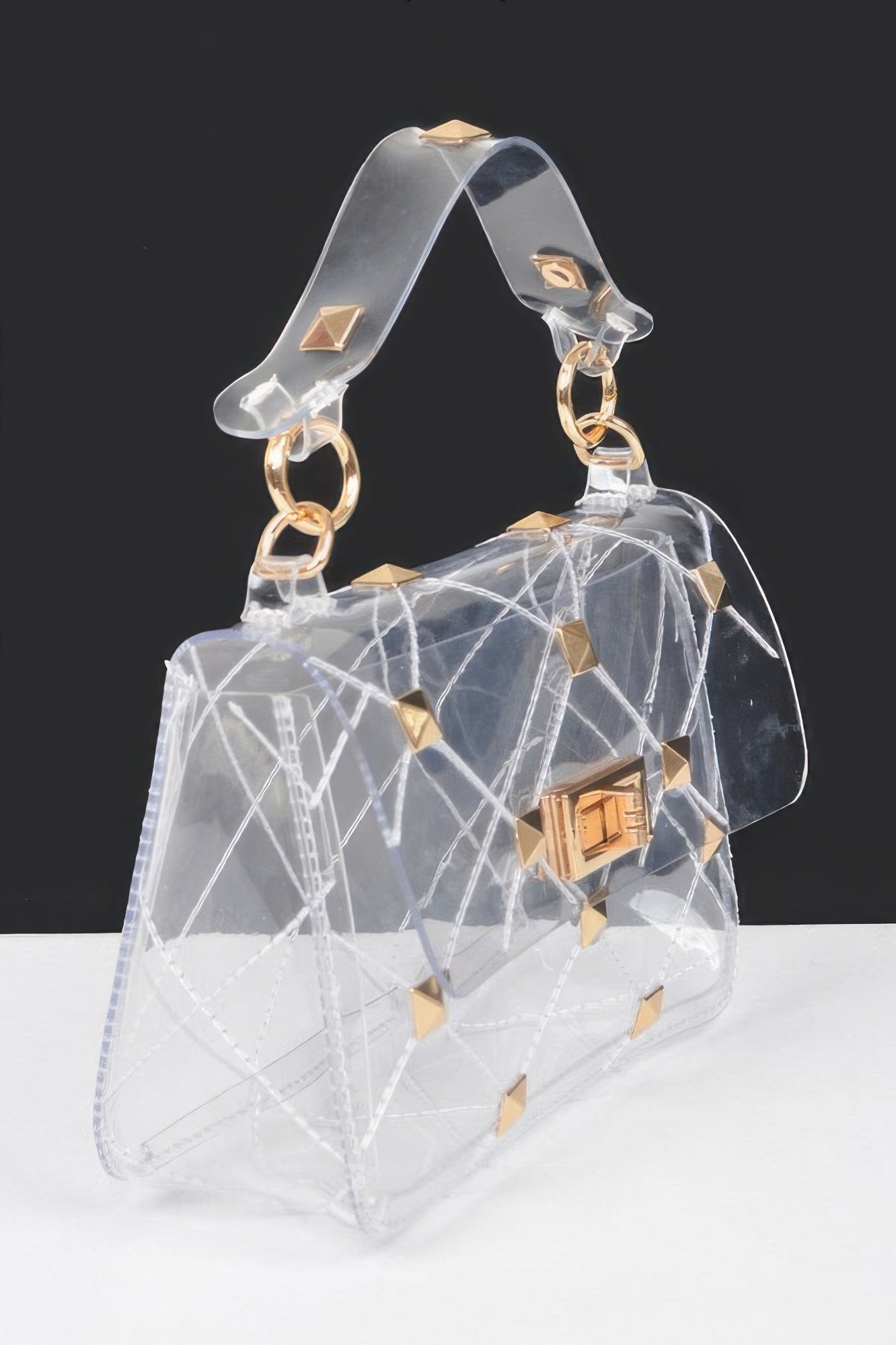 Studded Clear Handle Bag - DressAffection