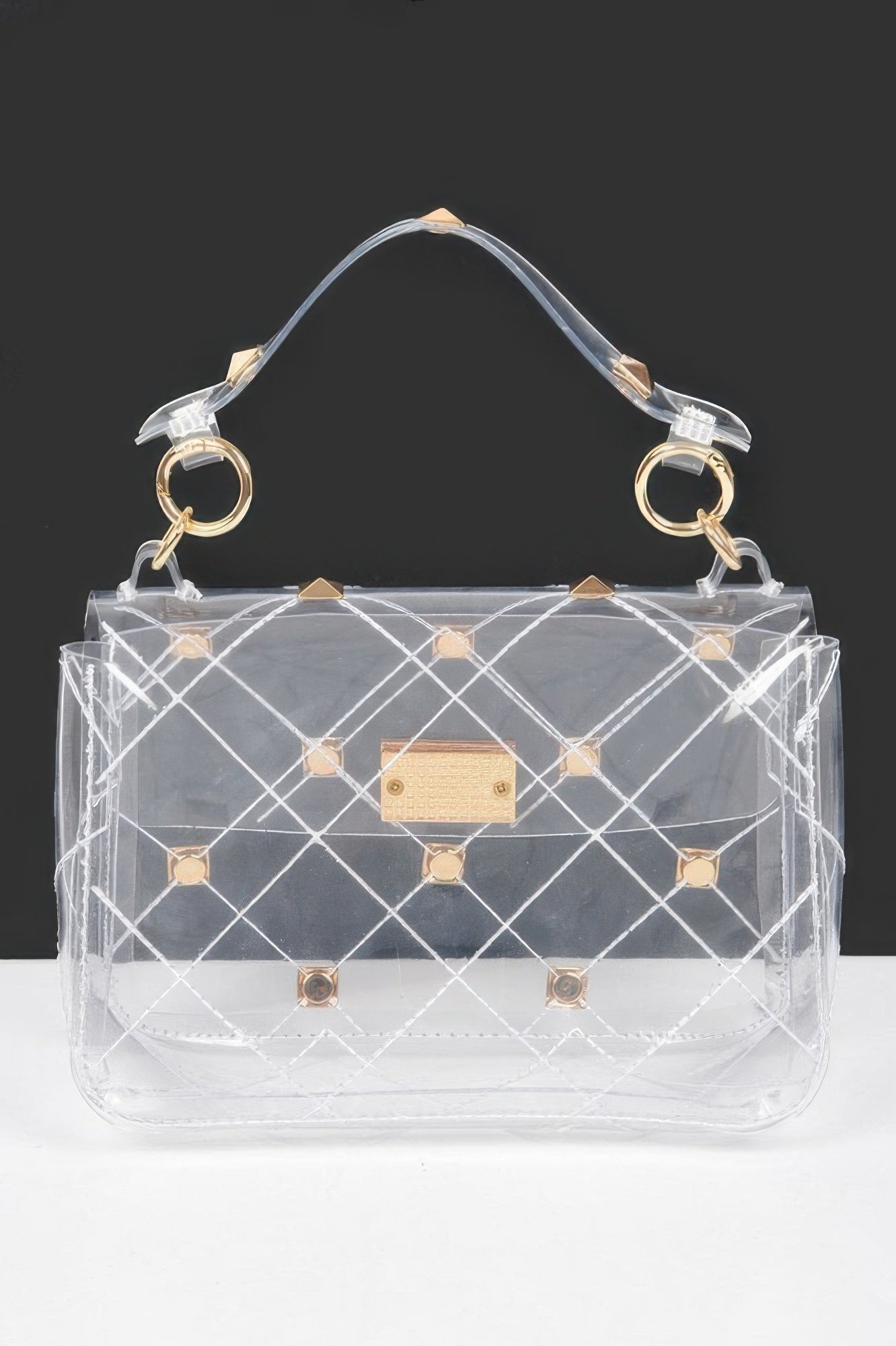 Studded Clear Handle Bag - DressAffection