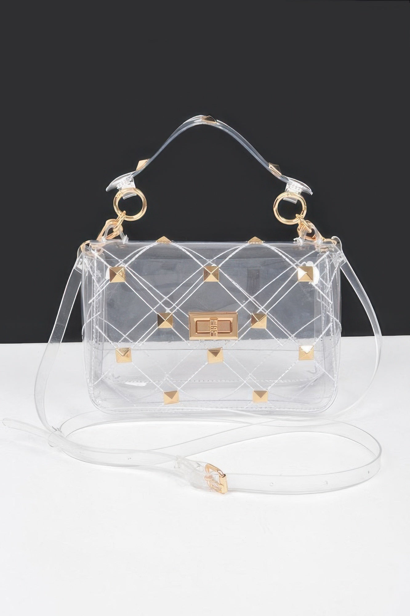 Studded Clear Handle Bag - DressAffection