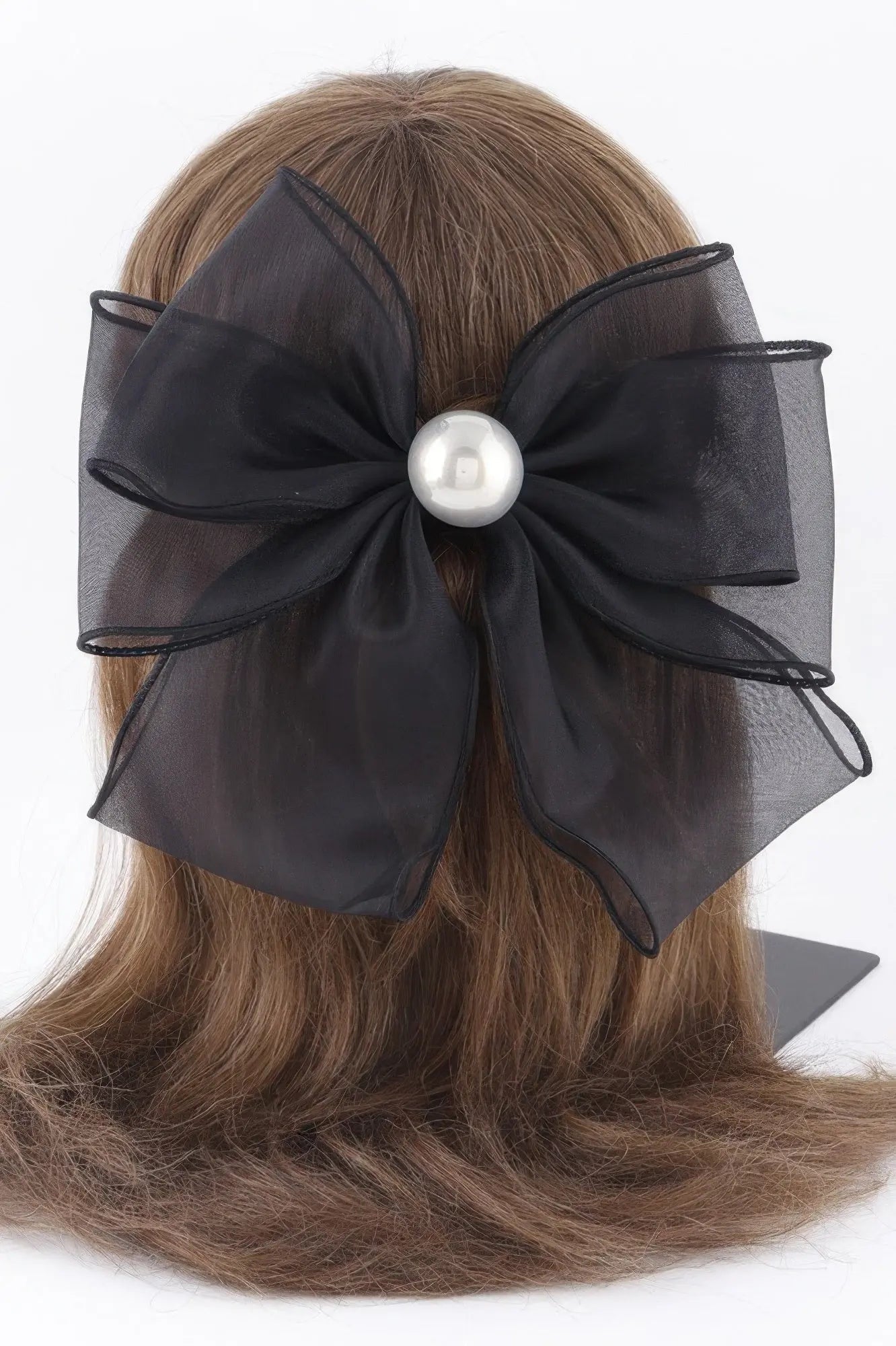 Translucent Pearl Ribbon Hair Clip - DressAffection