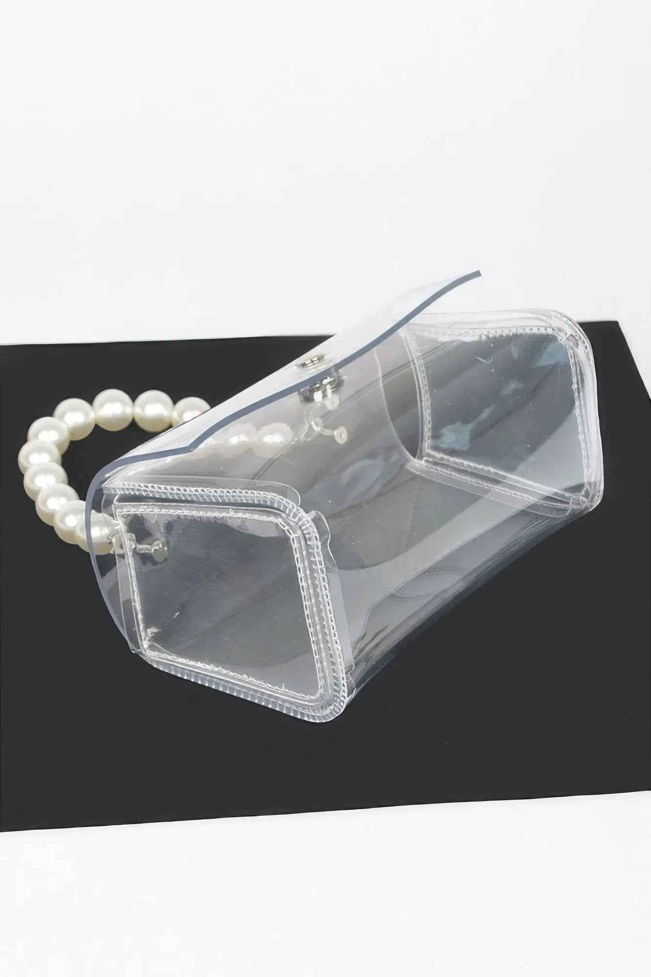 Transparent Pearl Handle Flap Bag