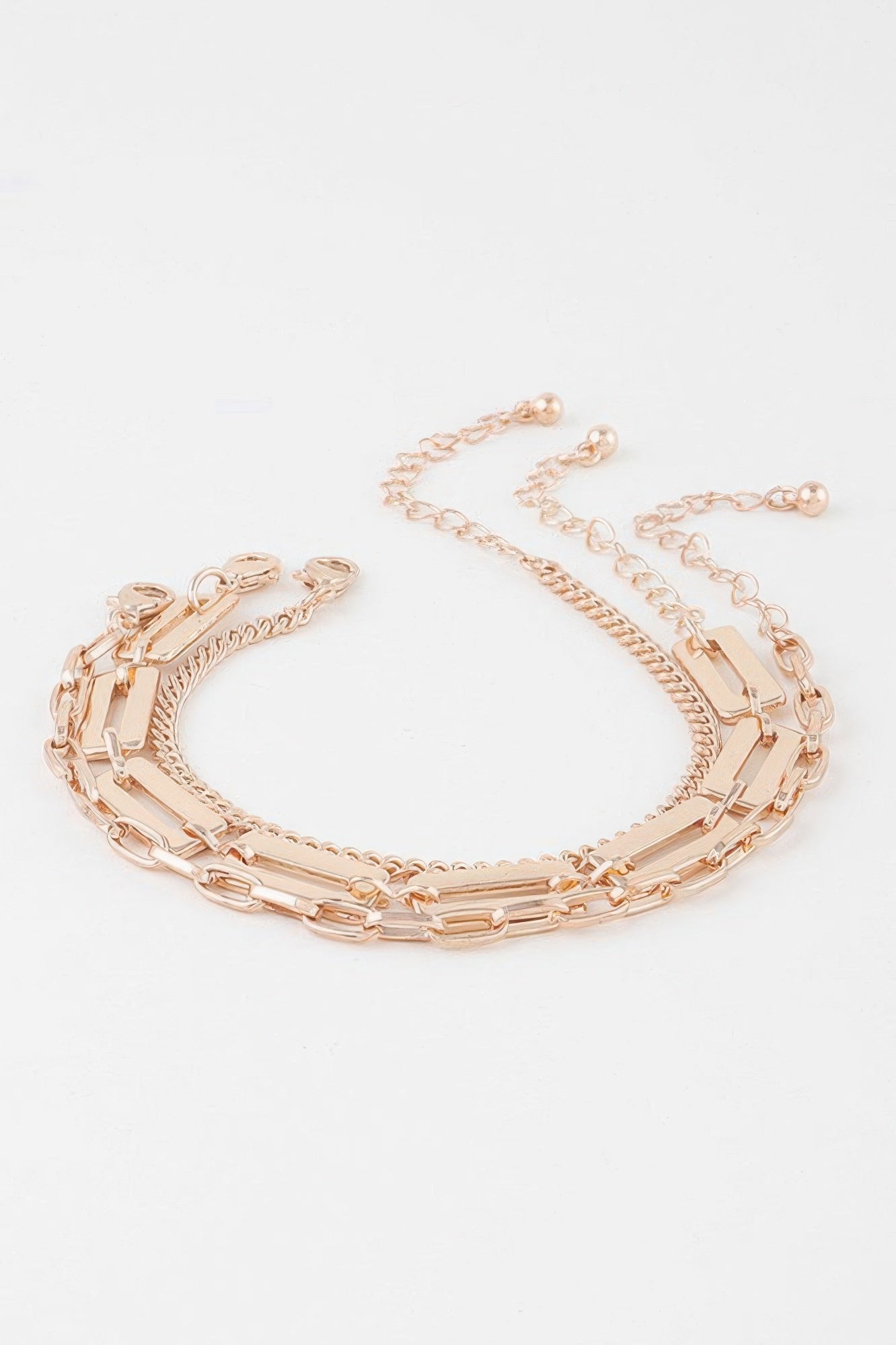 Triple Plate Curb Link Chain Bracelet - DressAffection