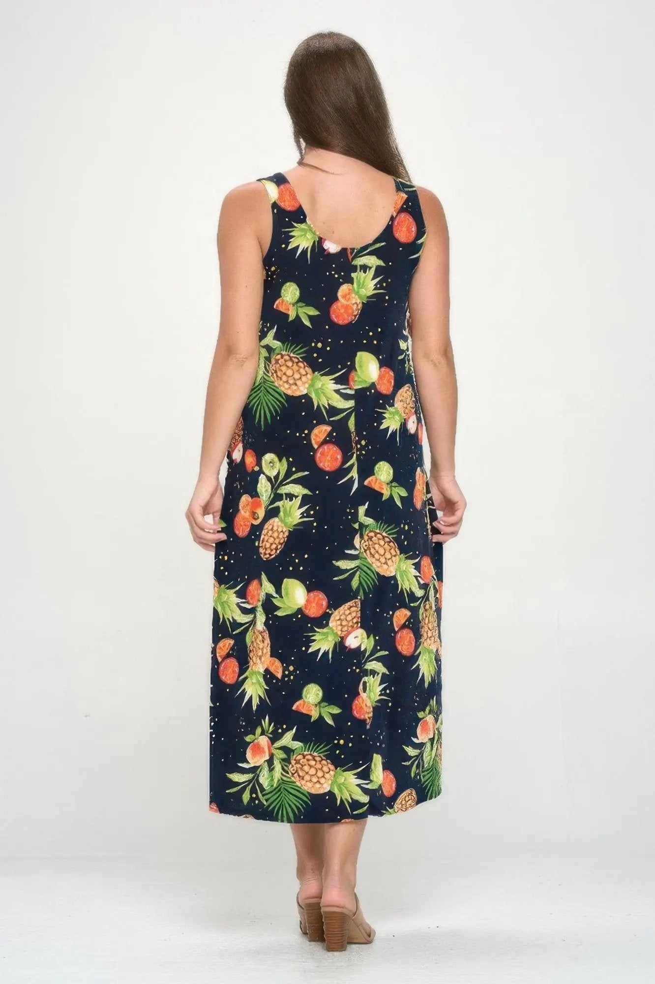 Tropical Print Stretchy Maxi Dress - DressAffection