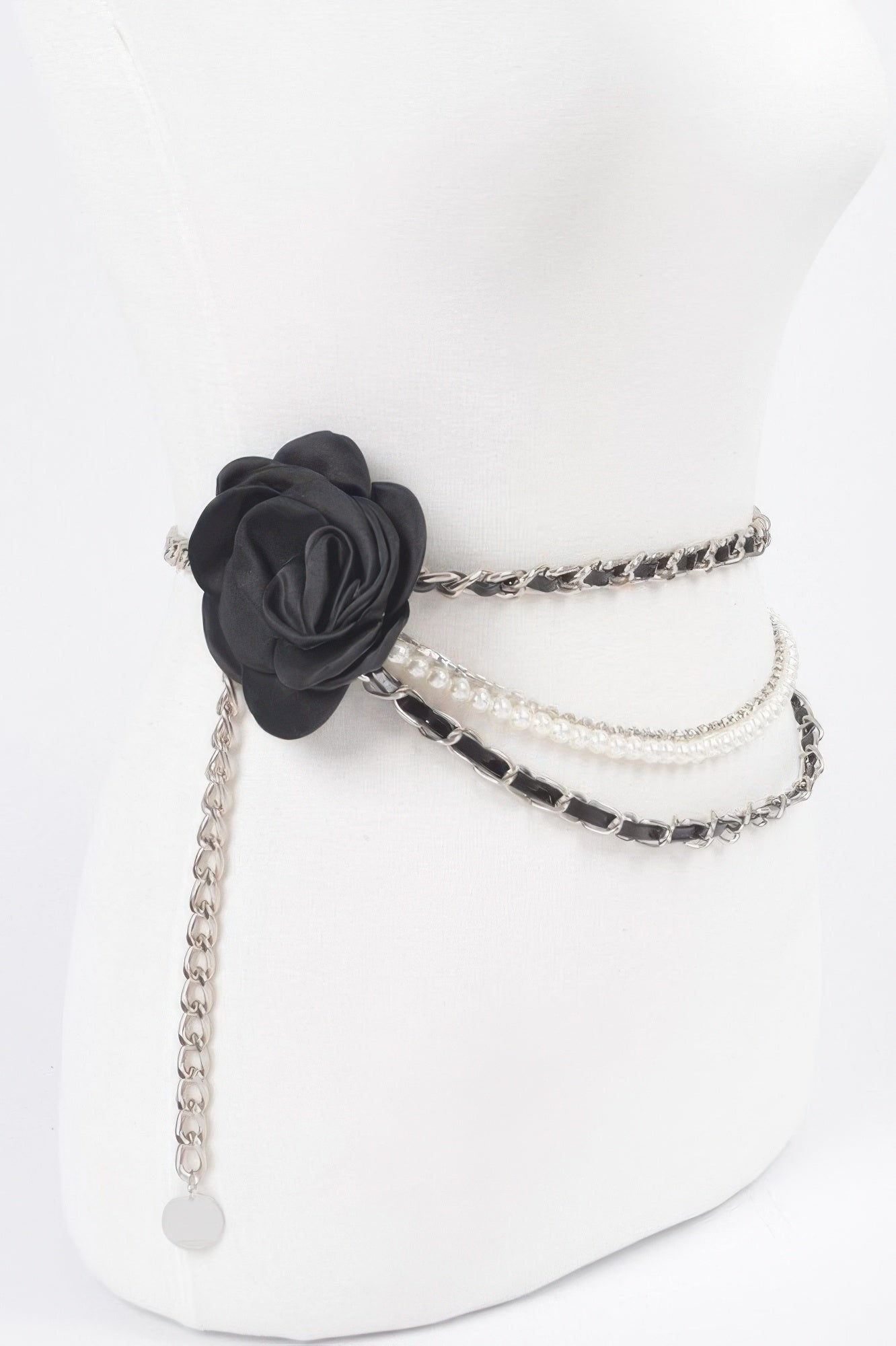 Two Flowers Multi Layered Chain Belt - DressAffection