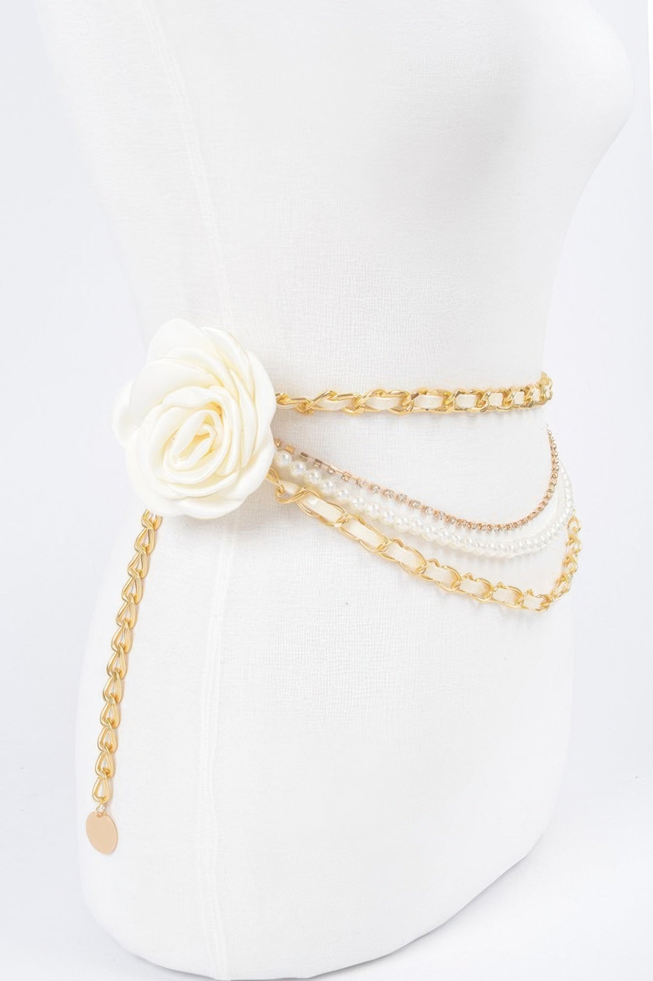 Two Flowers Multi Layered Chain Belt - DressAffection