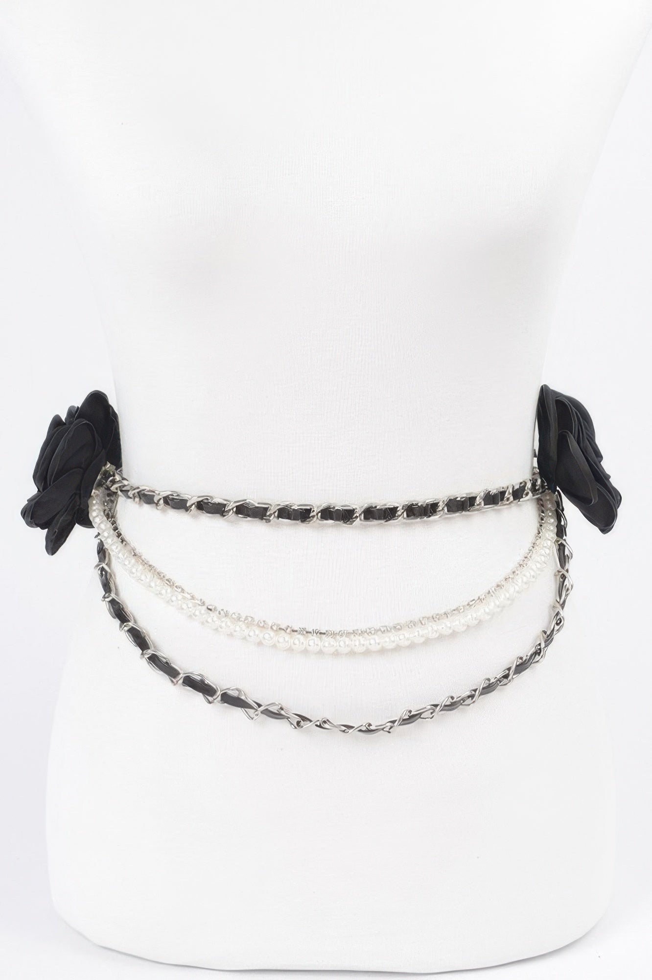 Two Flowers Multi Layered Chain Belt - DressAffection