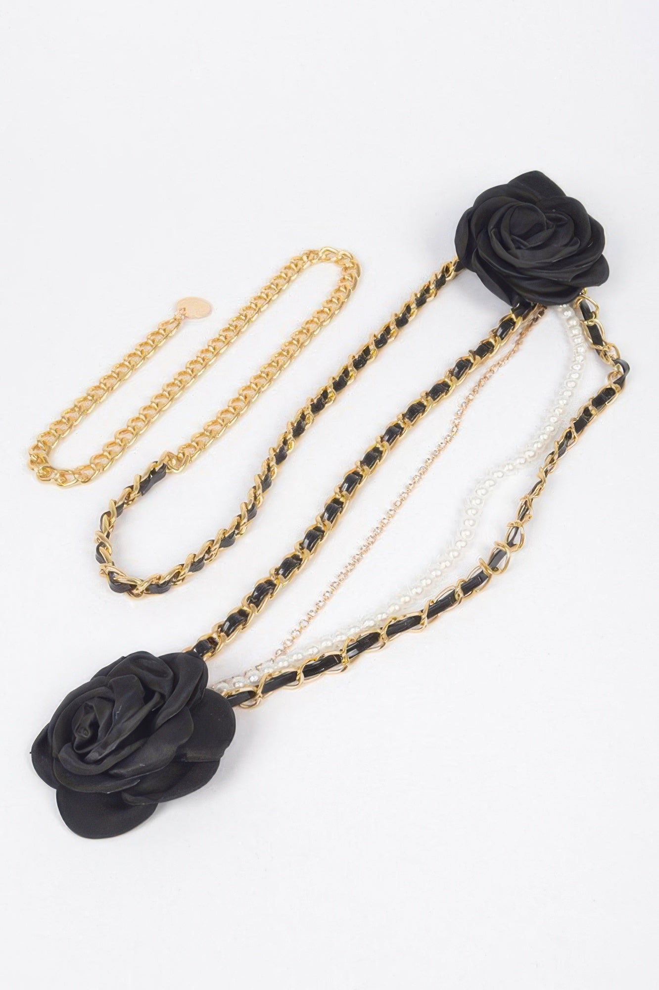 Two Flowers Multi Layered Plus Size Chain Belt - DressAffection