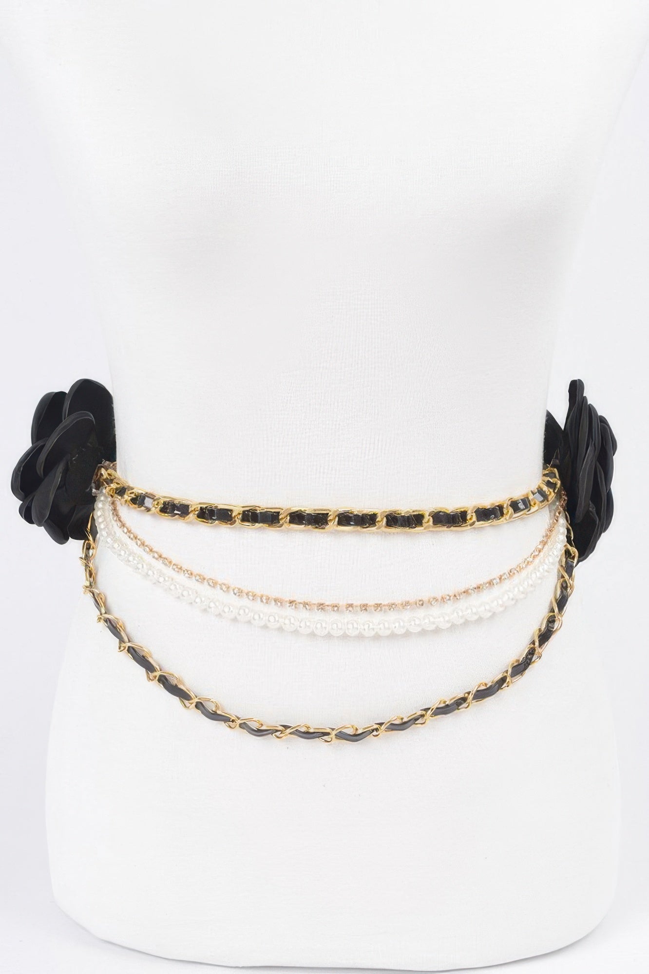 Two Flowers Multi Layered Plus Size Chain Belt - DressAffection