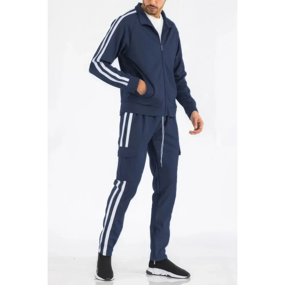 Two Stripe Utility Pocket Track Suit - DressAffection