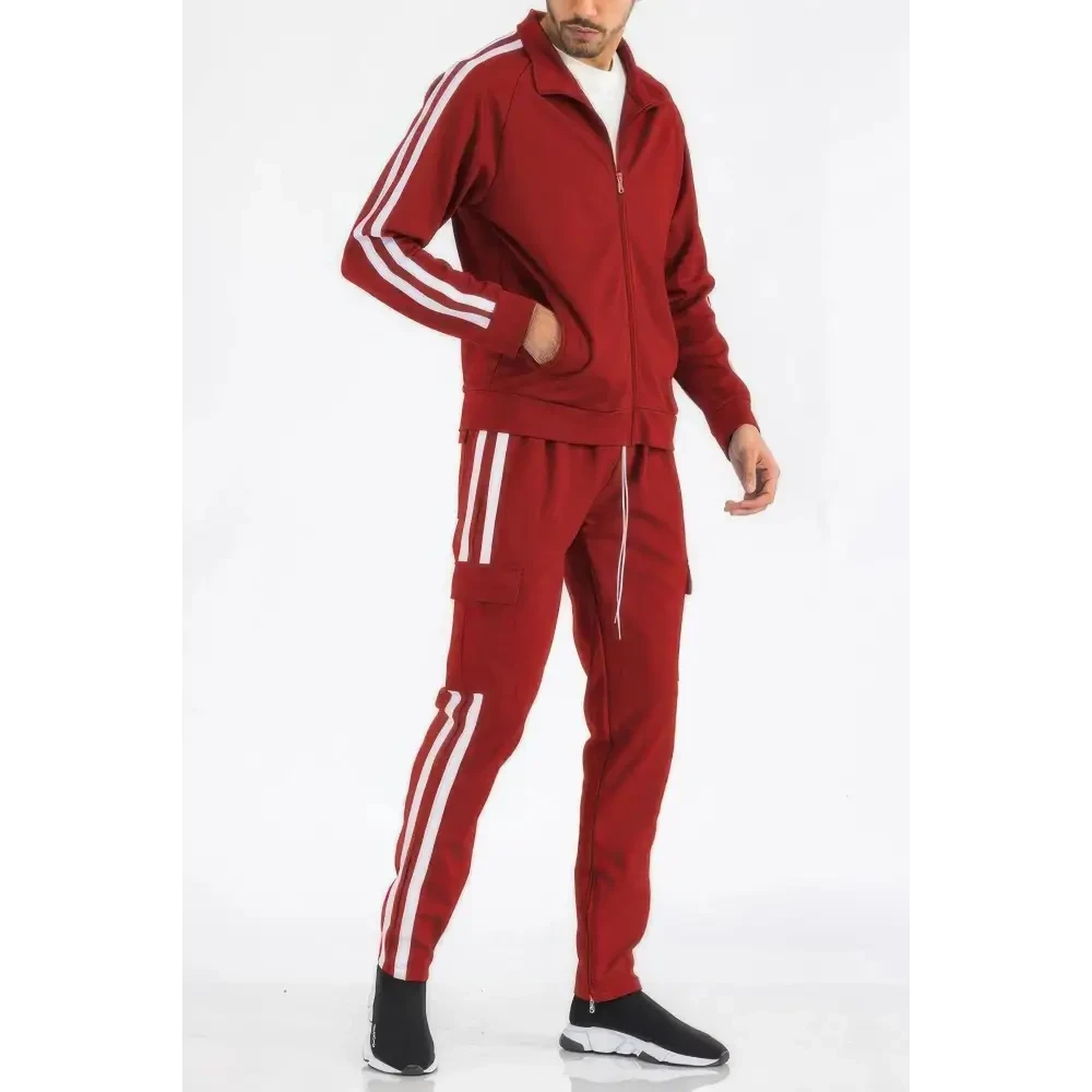 Two Stripe Utility Pocket Track Suit - DressAffection