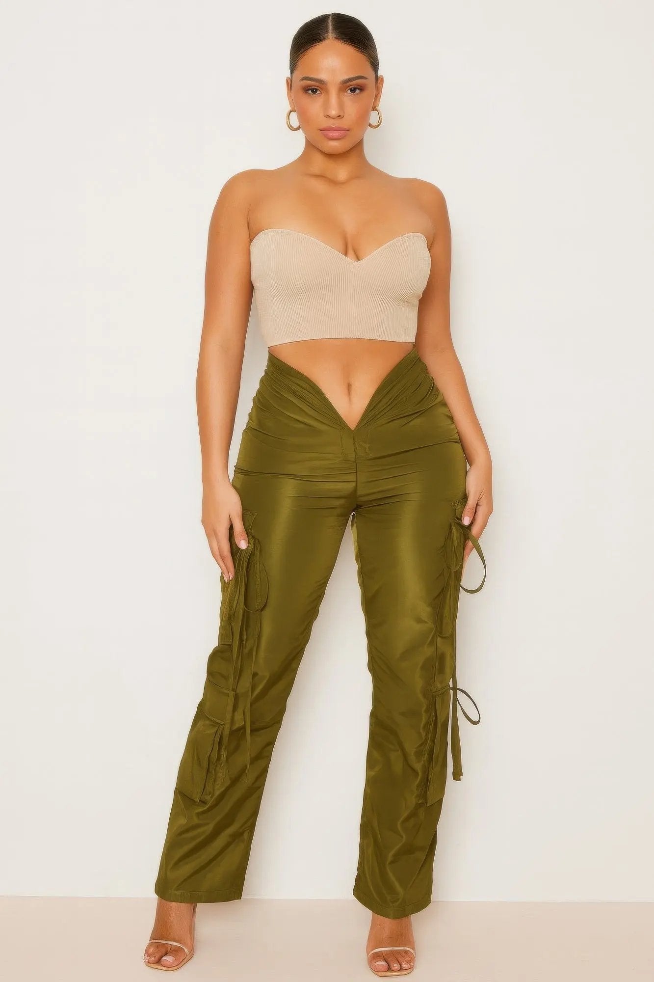 V Cut Cargo Pants - DressAffection