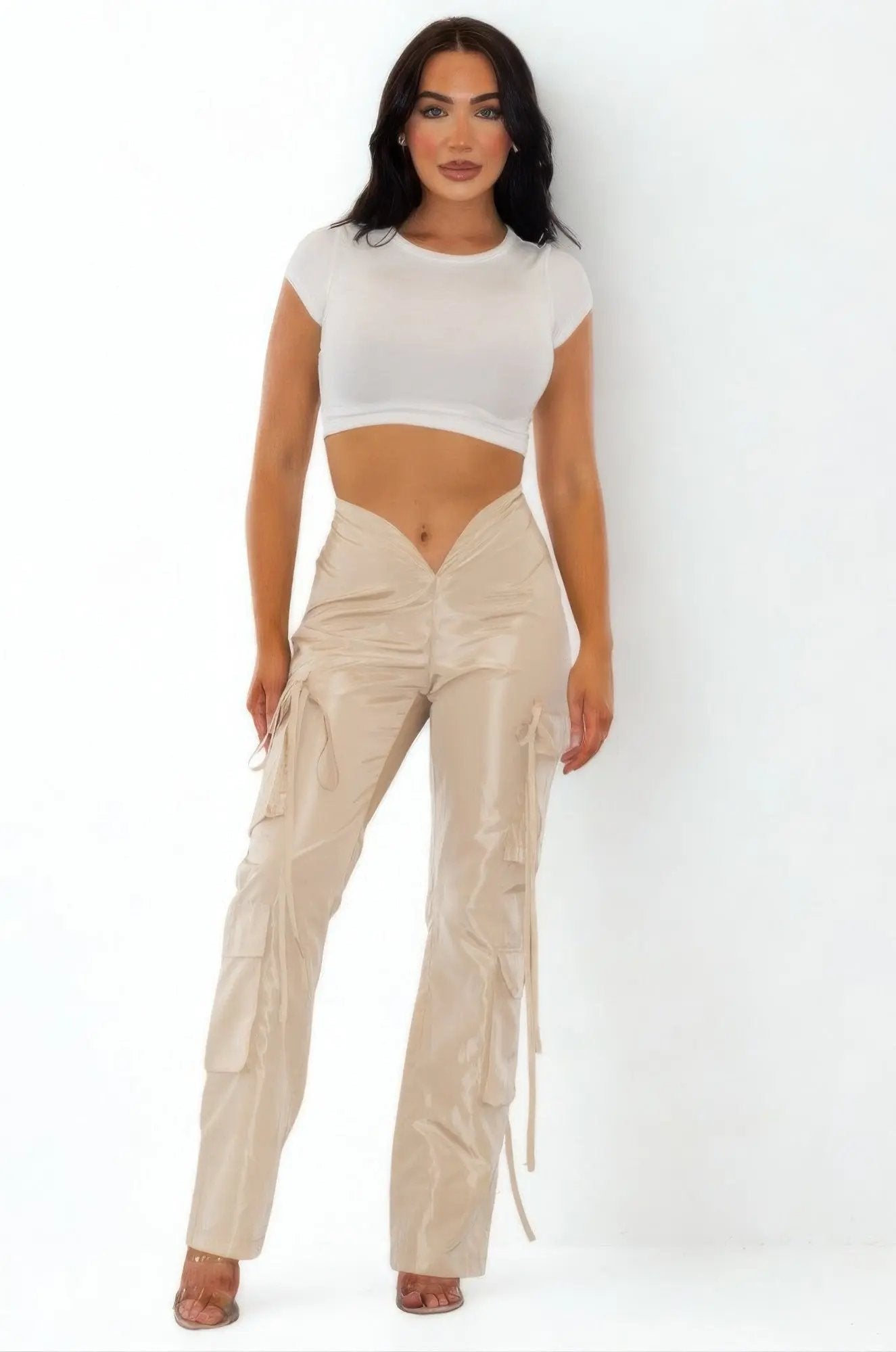 V Cut Cargo Pants - DressAffection