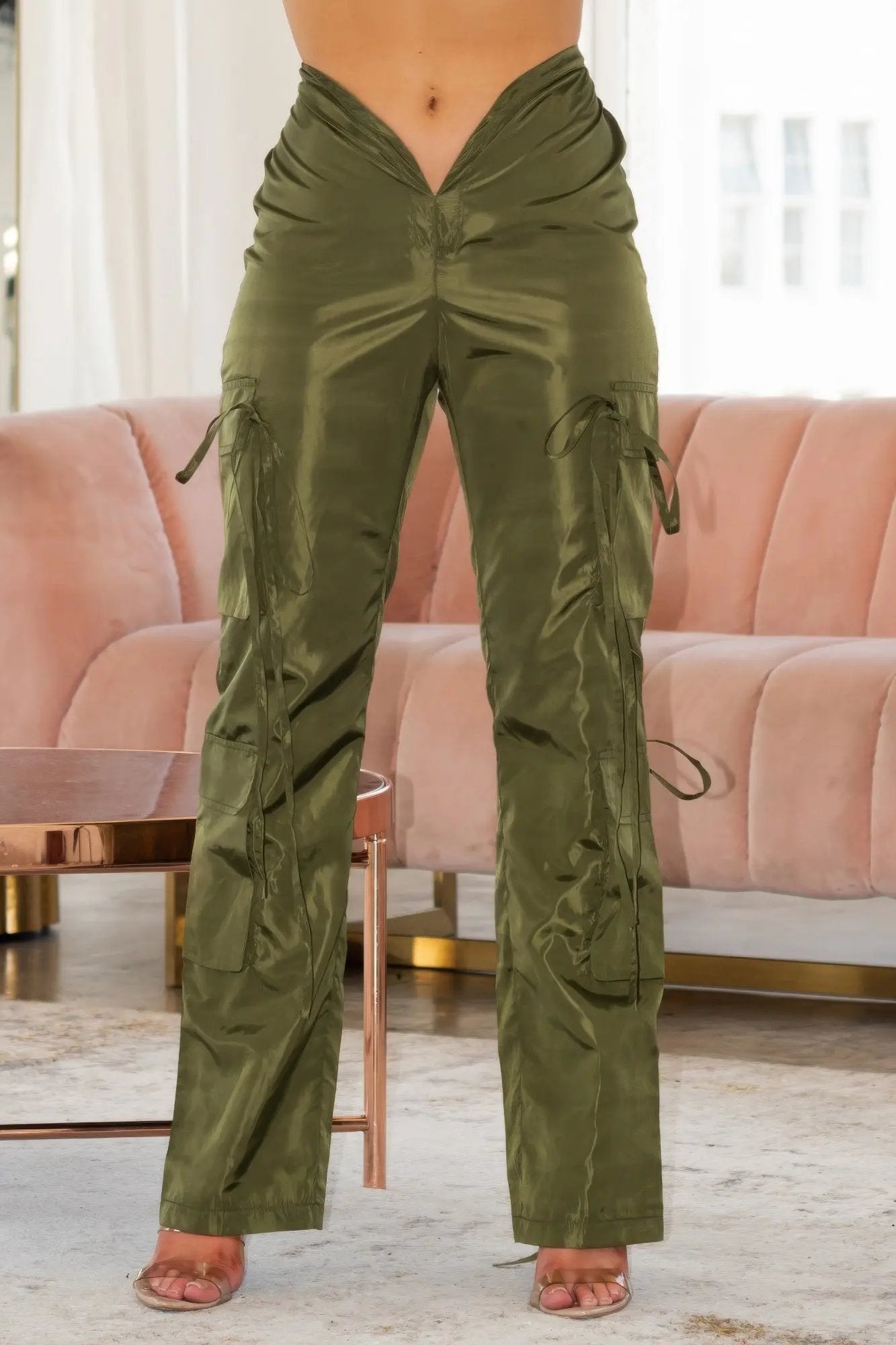 V Cut Cargo Pants - DressAffection