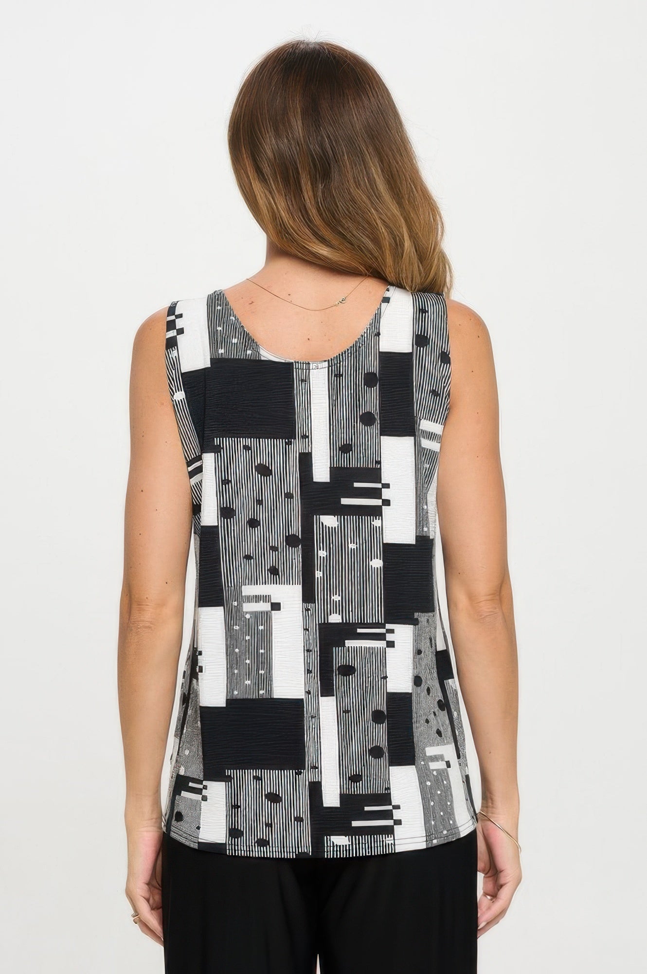 Venechia Pleated Print Sleeveless Tank Top - DressAffection